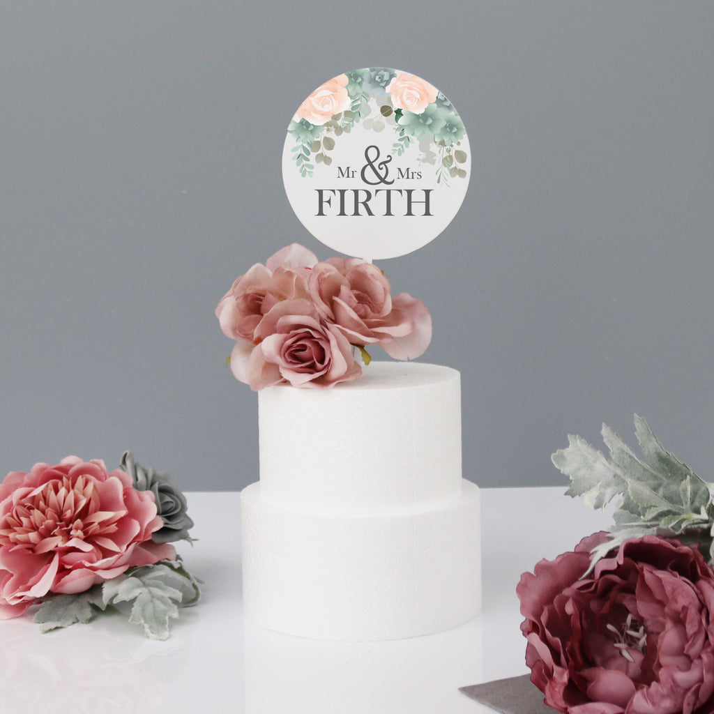 Wedding Cake Topper Blush Pink And Floral