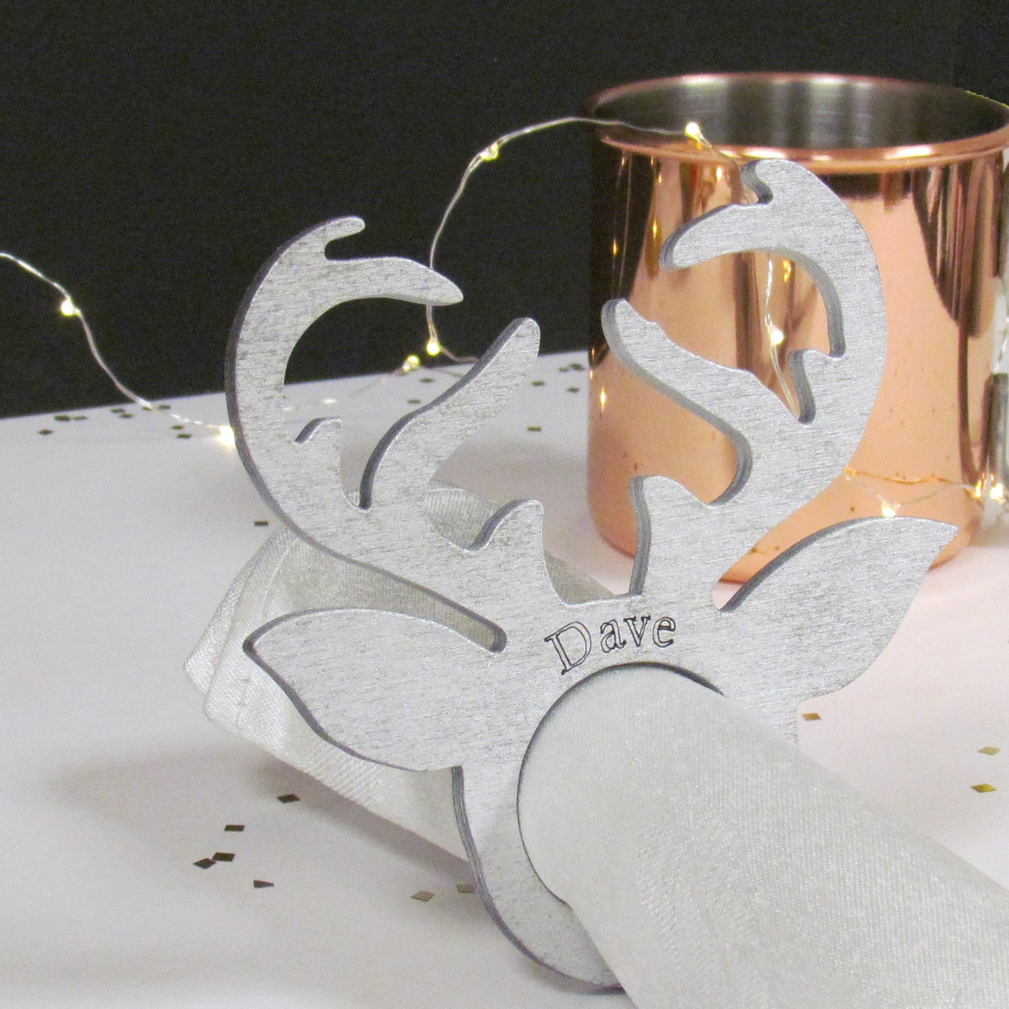 Stag Napkin Rings Name Place Setting