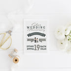 Personalised silver wedding anniversary card showing custom wedding details