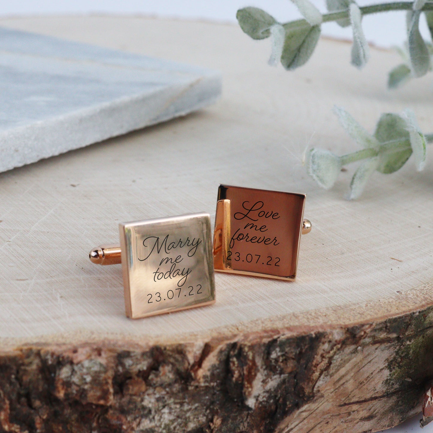 Personalised Message Rose Gold Plated Cufflinks
