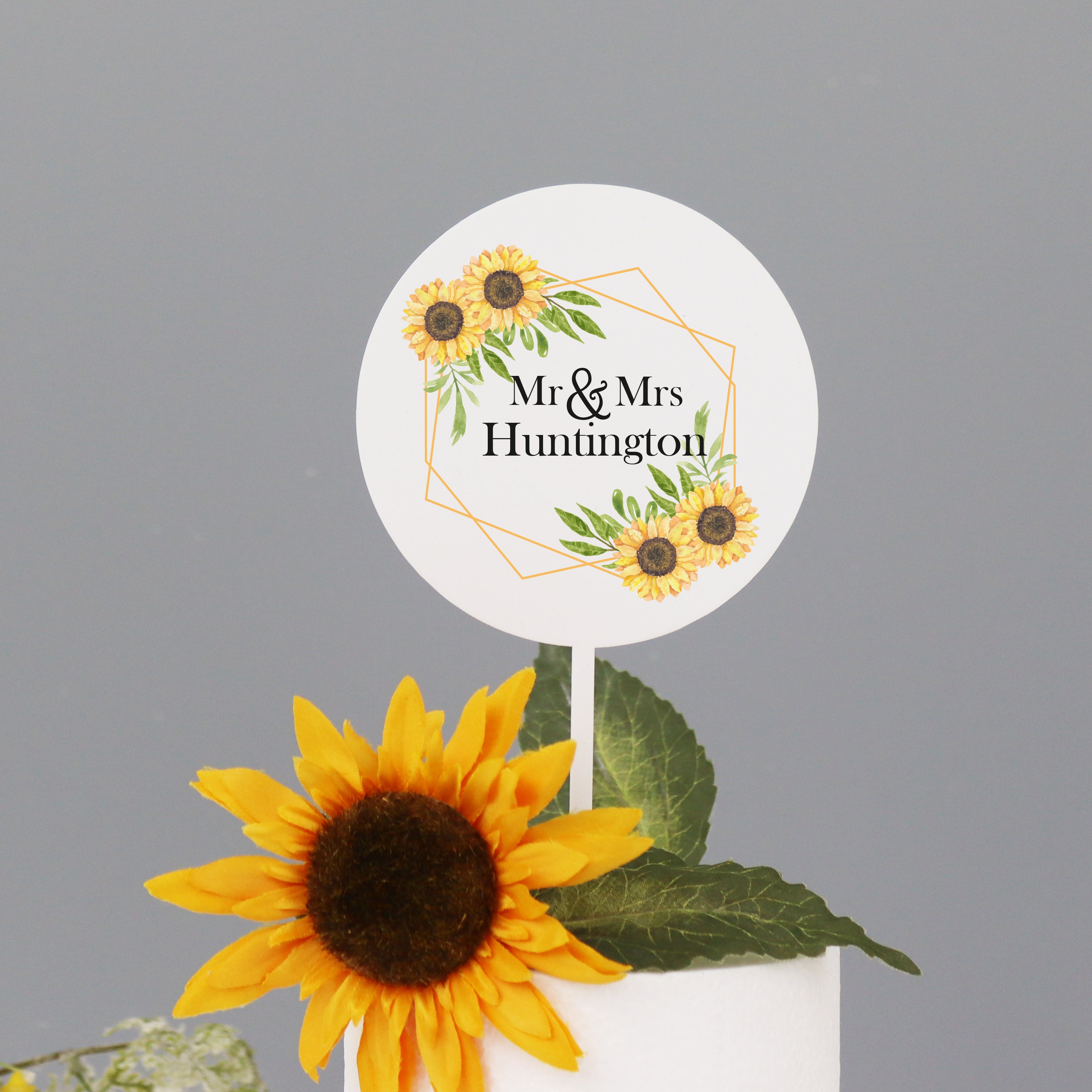 Personalised Wedding Cake Topper With Sunflowers