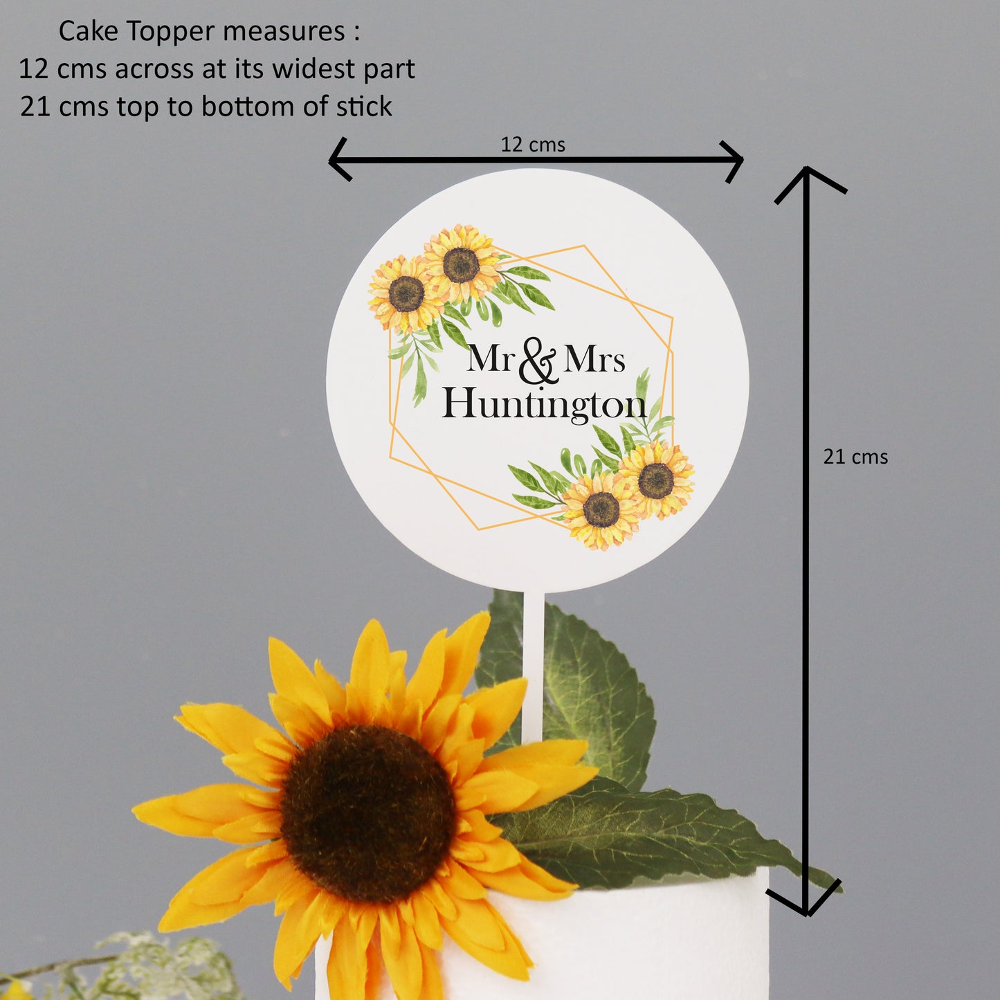 Personalised Wedding Cake Topper With Sunflowers