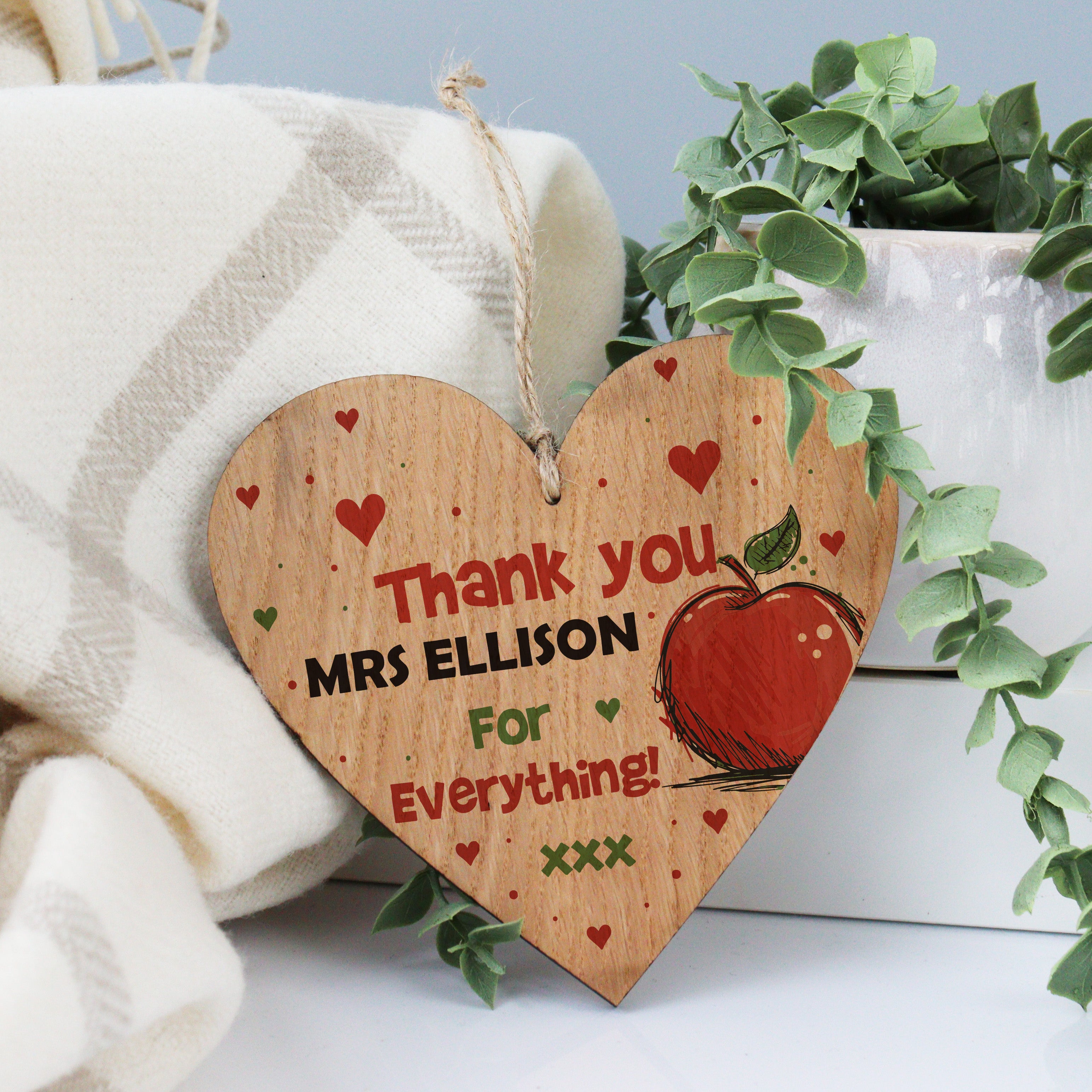 Personalised Thank You Teacher Heart Gift