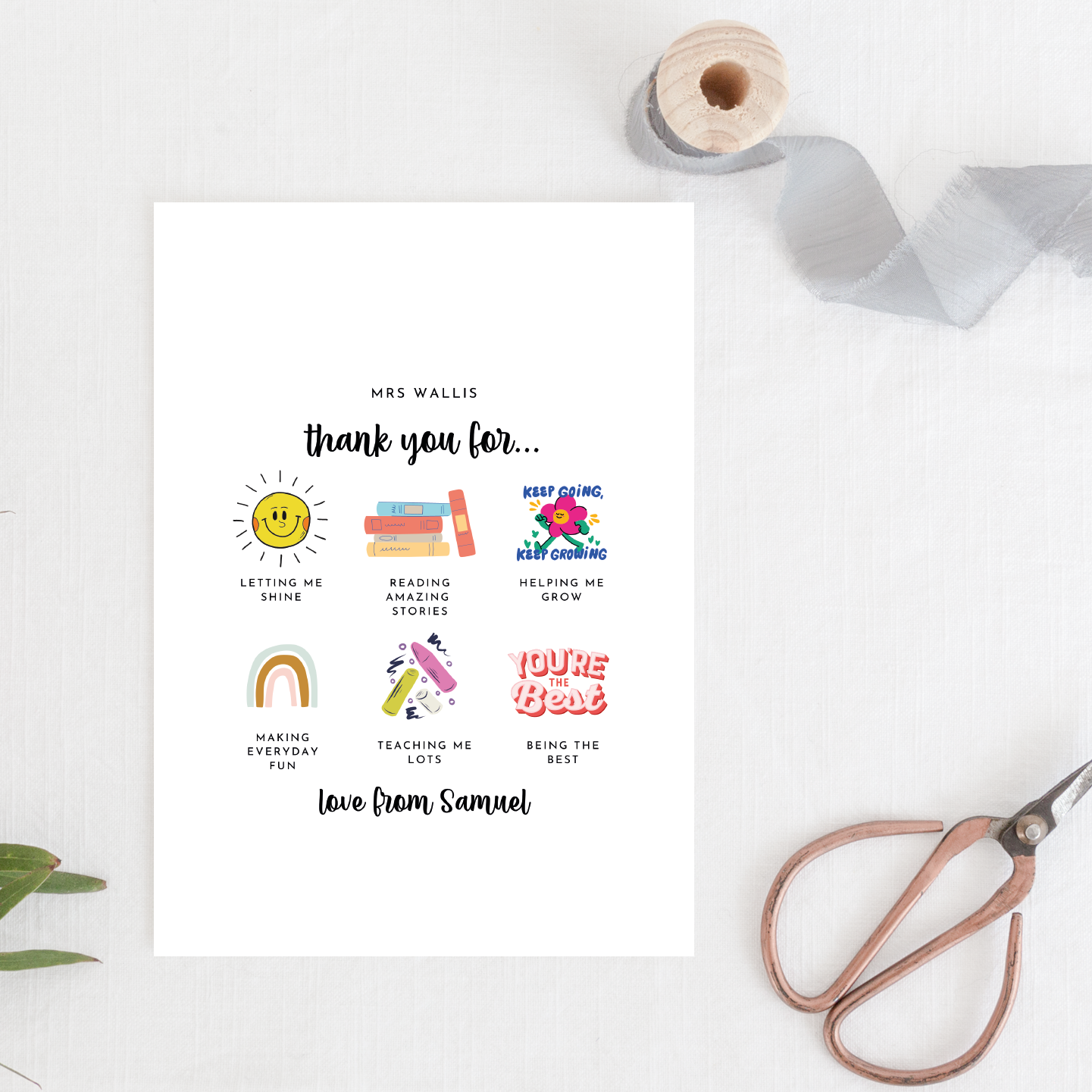 Thank You Teacher Card Personalised