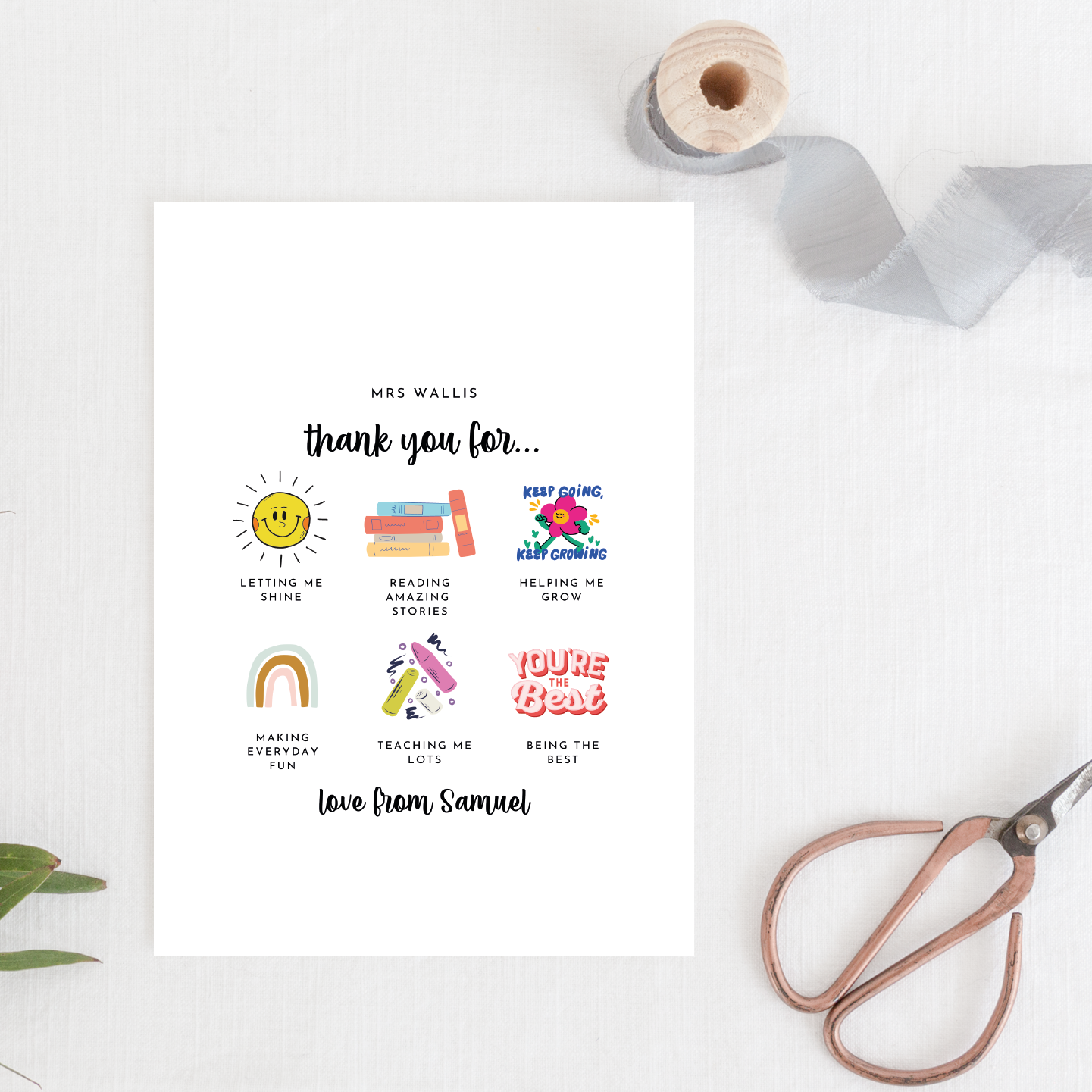 Personalised Thank You Teacher Card