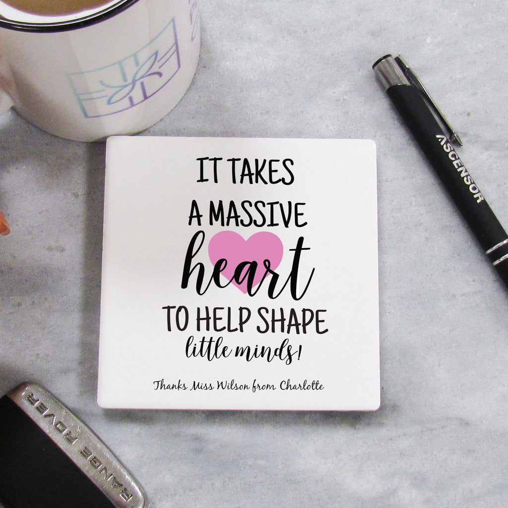 Teacher Thank You Massive Heart Coaster