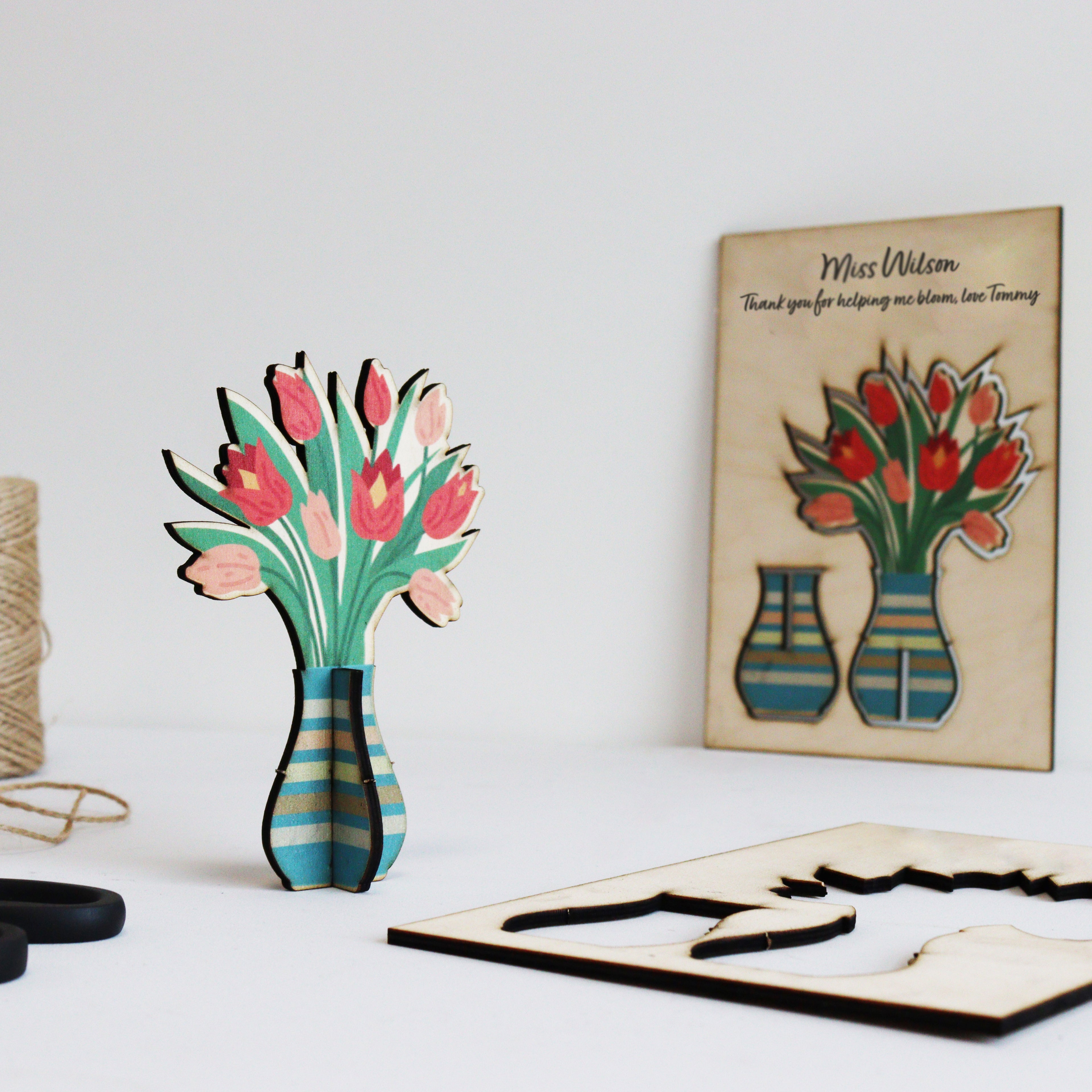 Personalised Pop Out Wooden Keepsake Thank You Teacher Card