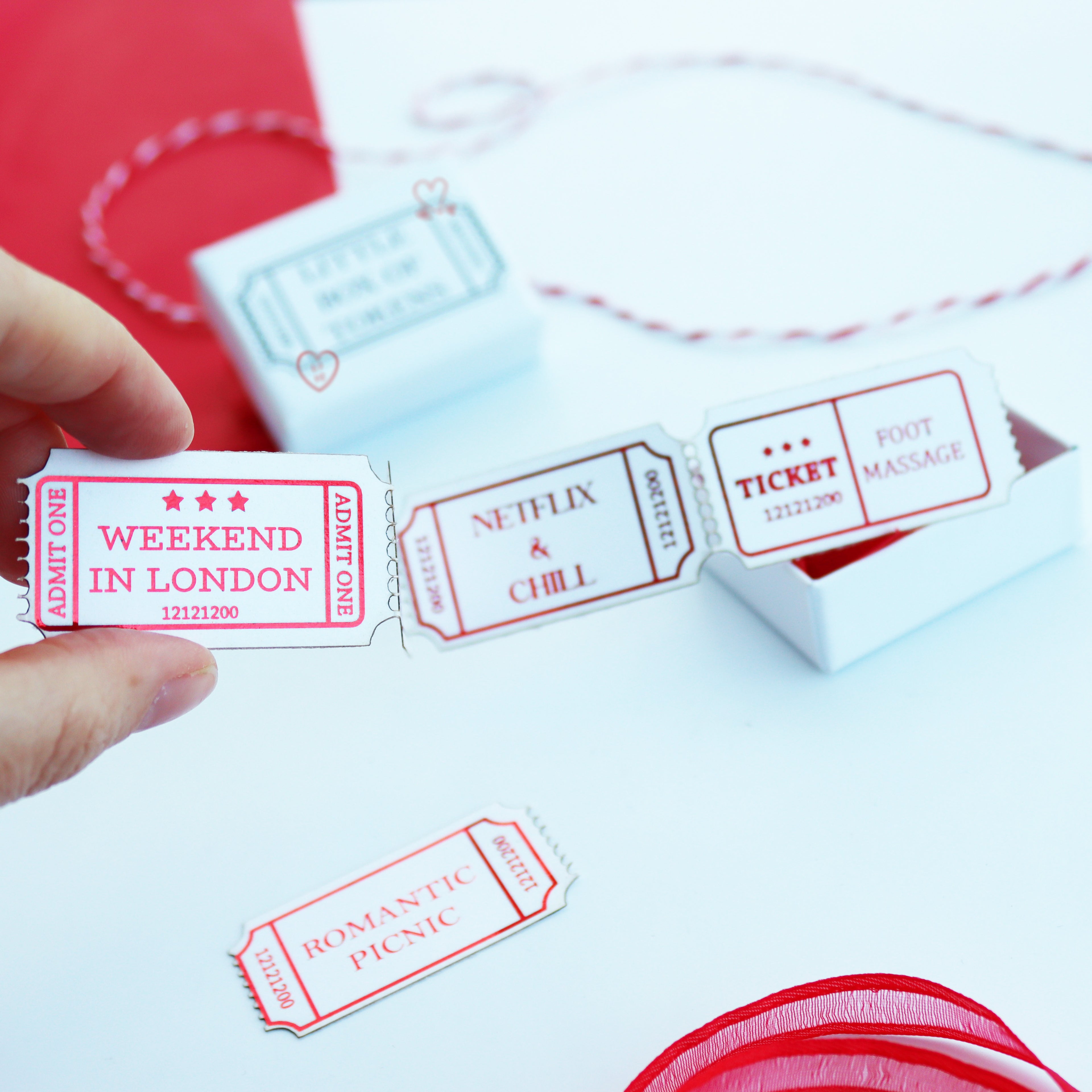Personalised Date Ideas Ticket Stub Tokens Valentine's Day