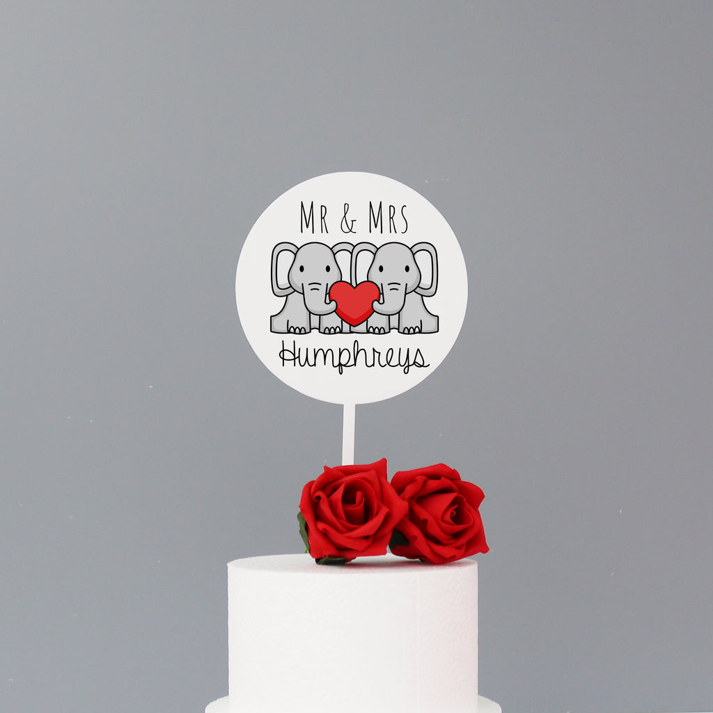 Personalised Elephant Wedding Cake Topper