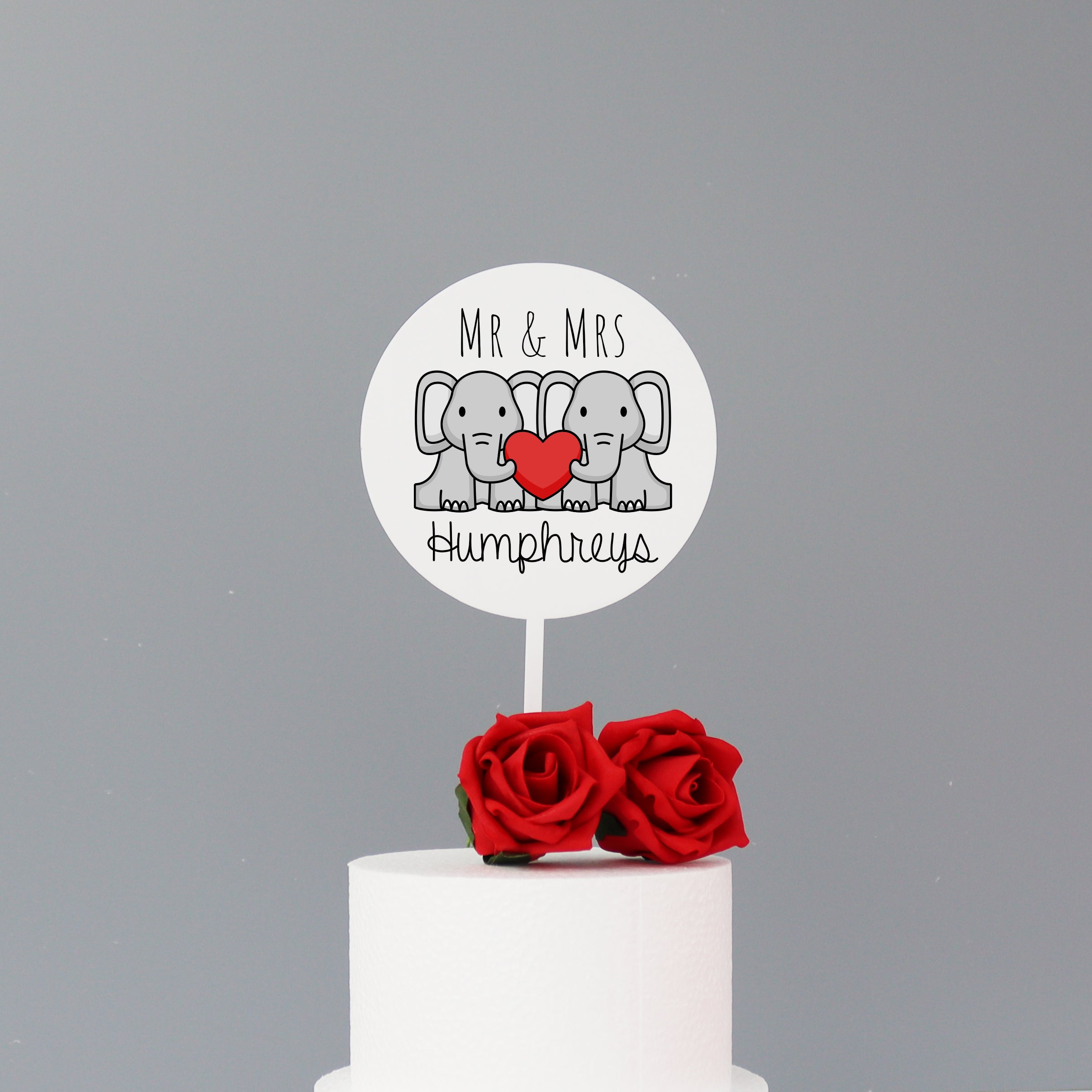 Personalised Elephant Wedding Cake Topper