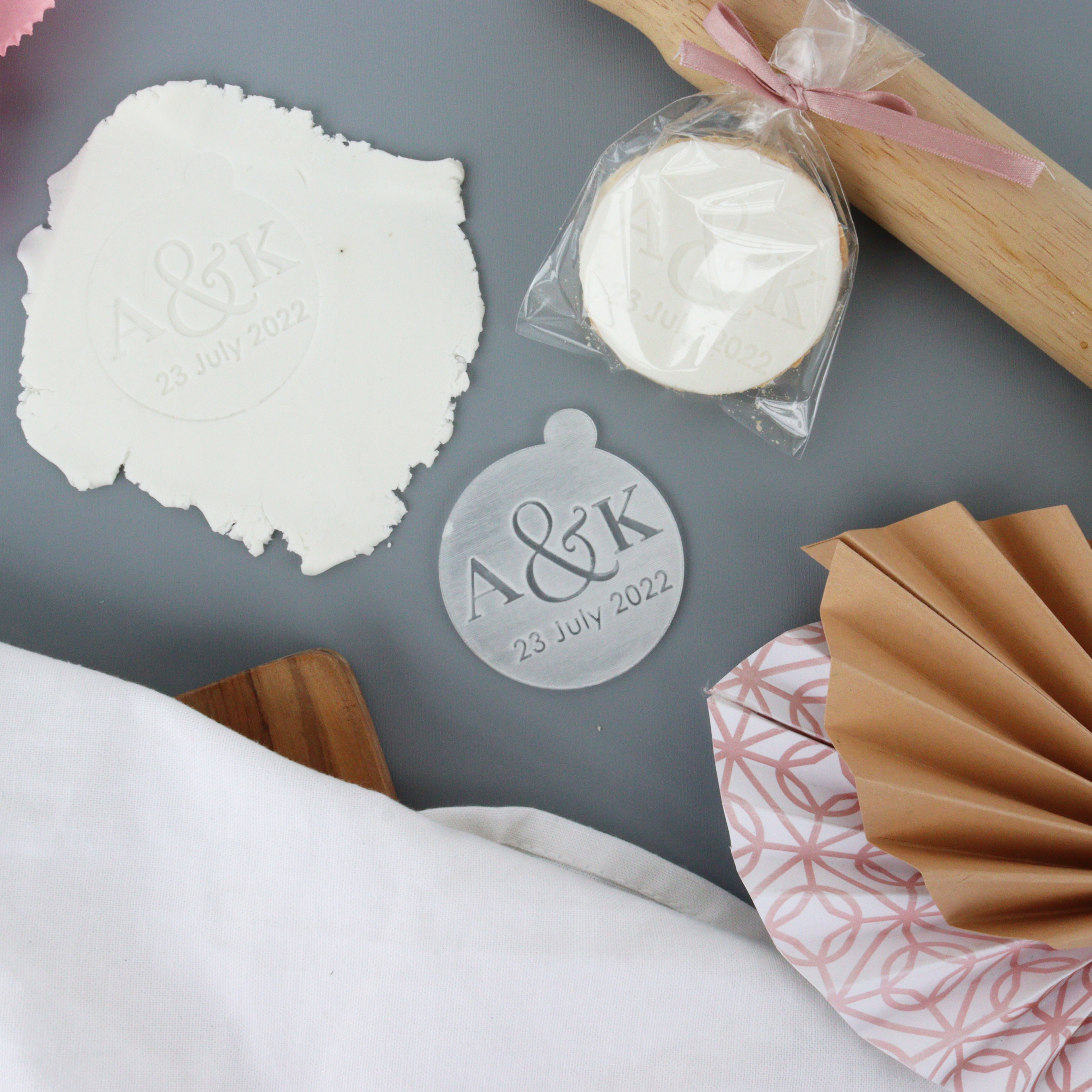 Personalised Wedding Cookie Embosser Fondant Biscuit Stamp