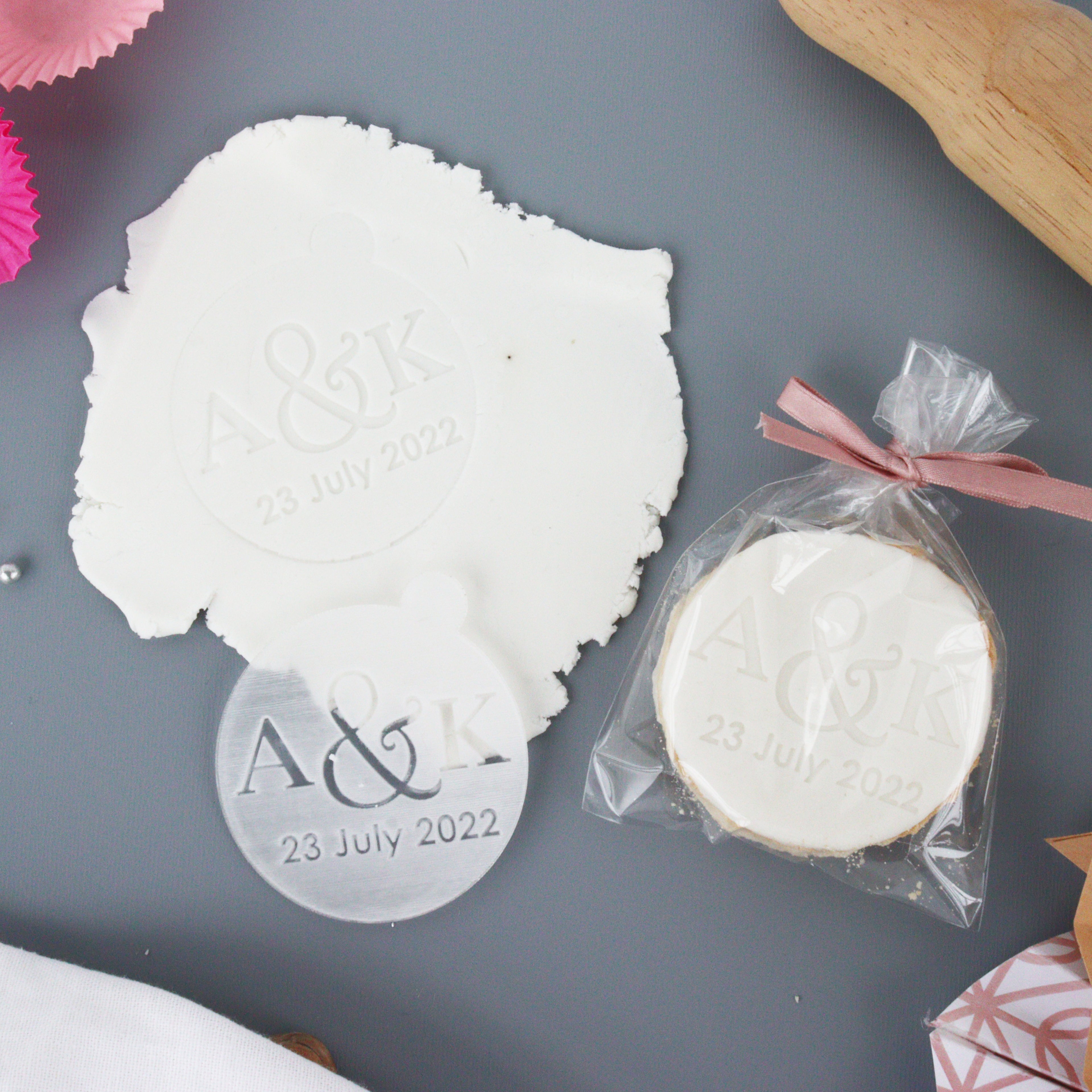 Personalised Wedding Cookie Embosser Fondant Biscuit Stamp