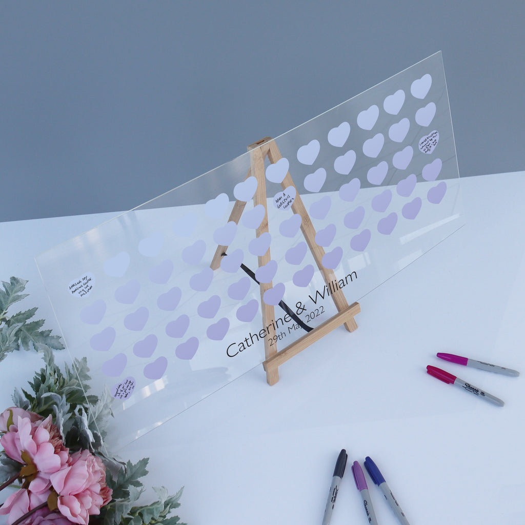 personalised wedding guest book keepsake wedding guest book wall art unusual modern wedding guest book lilac theme