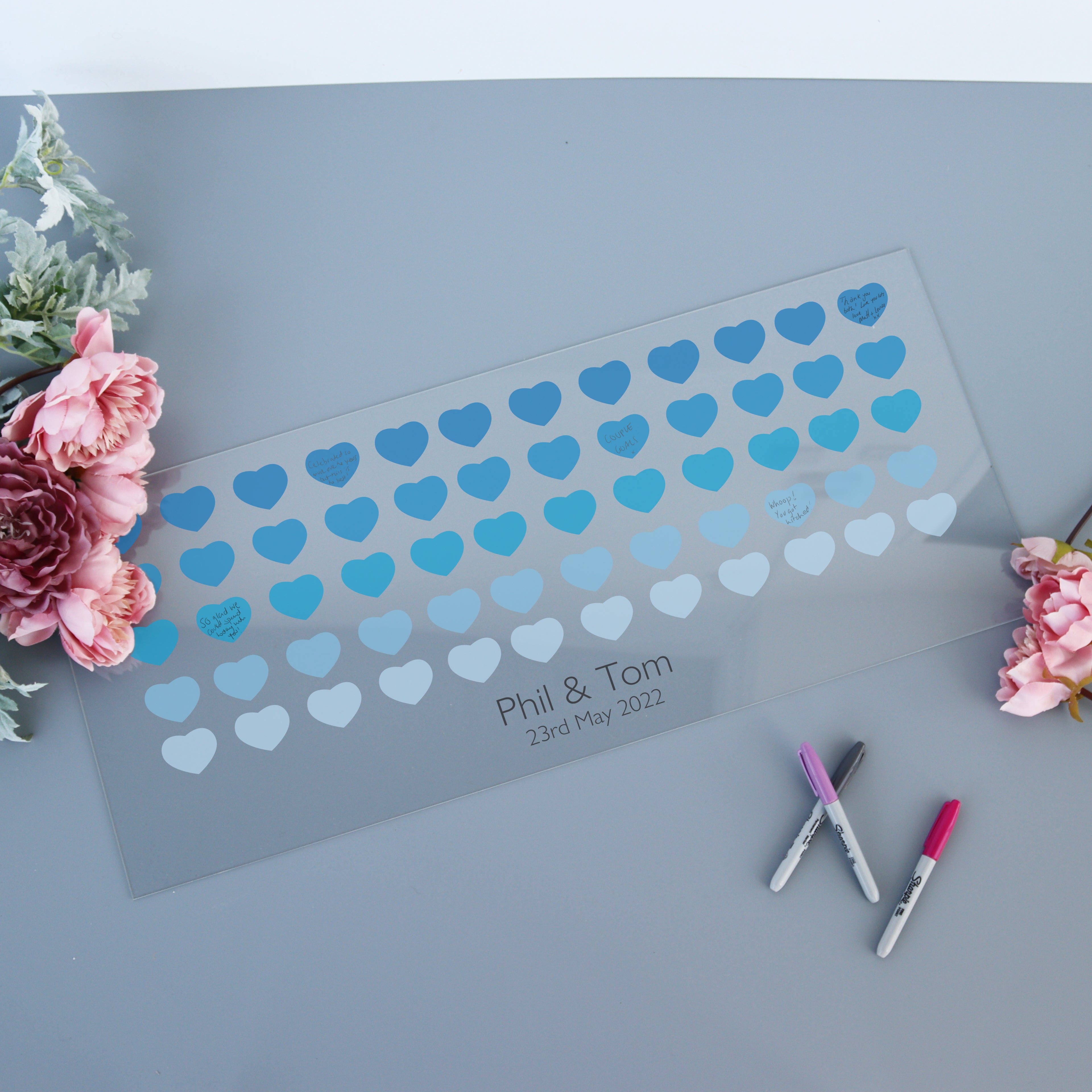 personalised wedding guest book wedding guestbook keepsake wall art unusual quirky wedding guest book blue tones