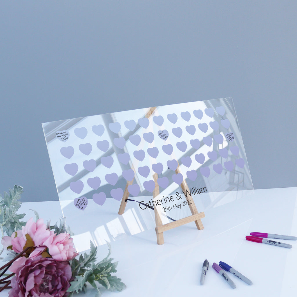 personalised wedding guest book wedding guestbook keepsake wall art unusual quirky wedding guest book lilac theme