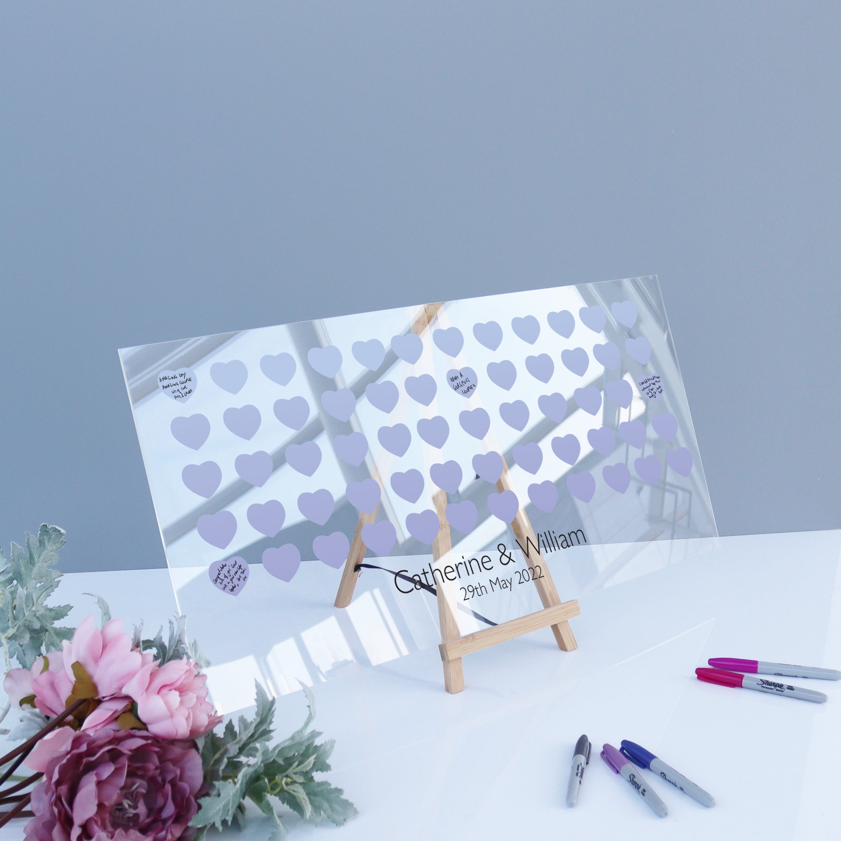 personalised wedding guest book wedding guestbook keepsake wall art unusual quirky wedding guest book lilac theme