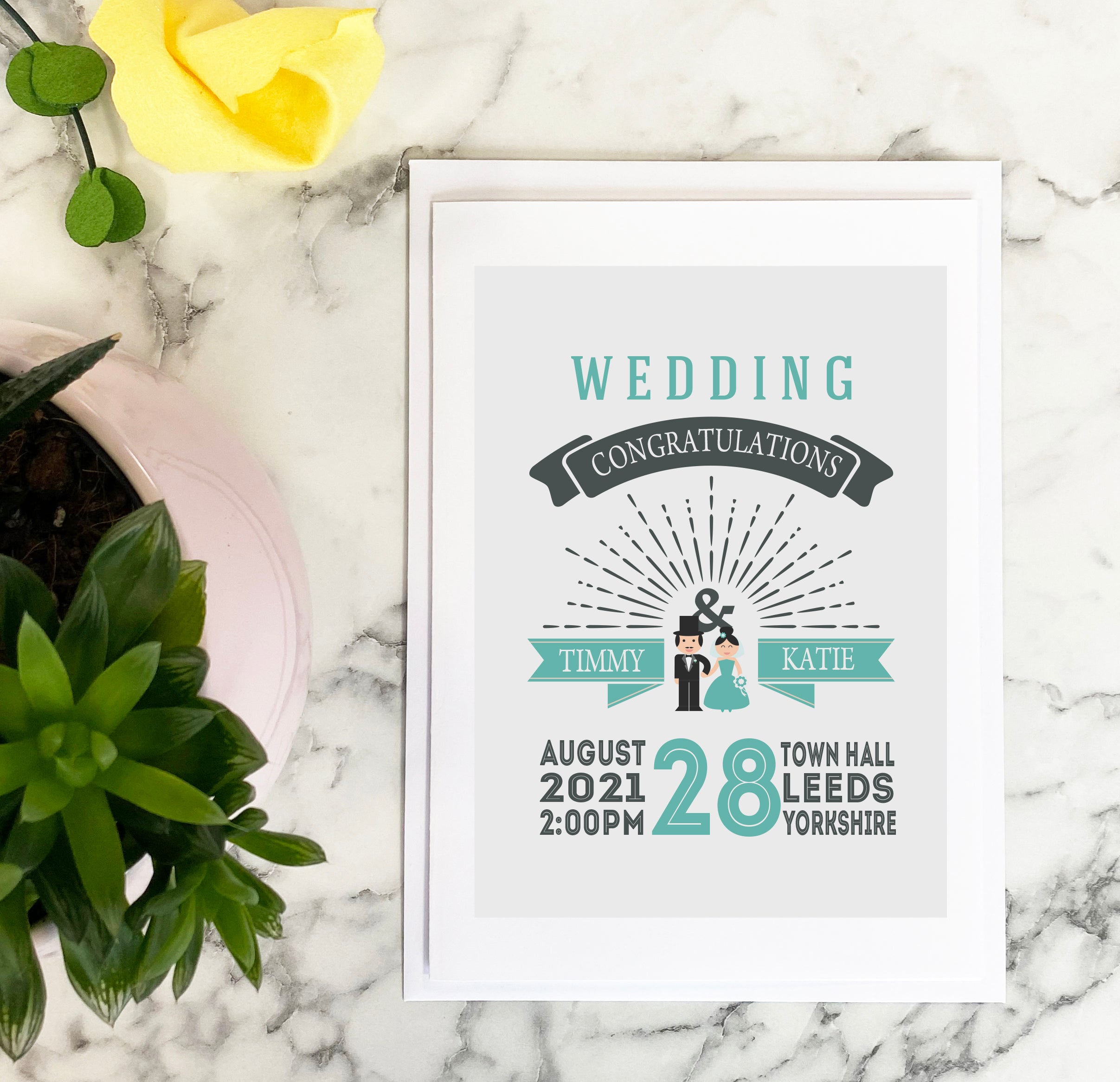 Personalised Wedding Day Card With Wedding Details