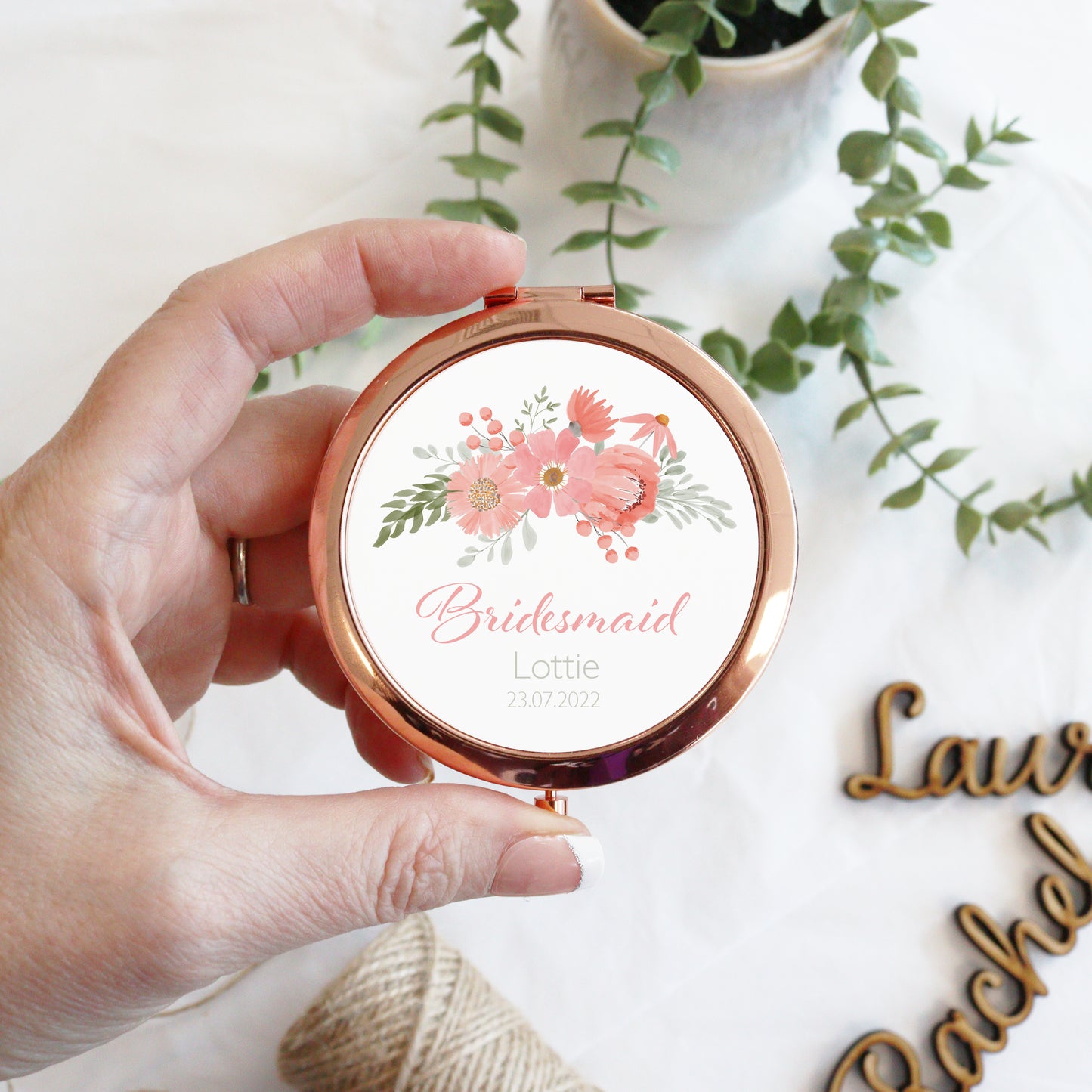 Personalised Bridal Party Compact Mirror
