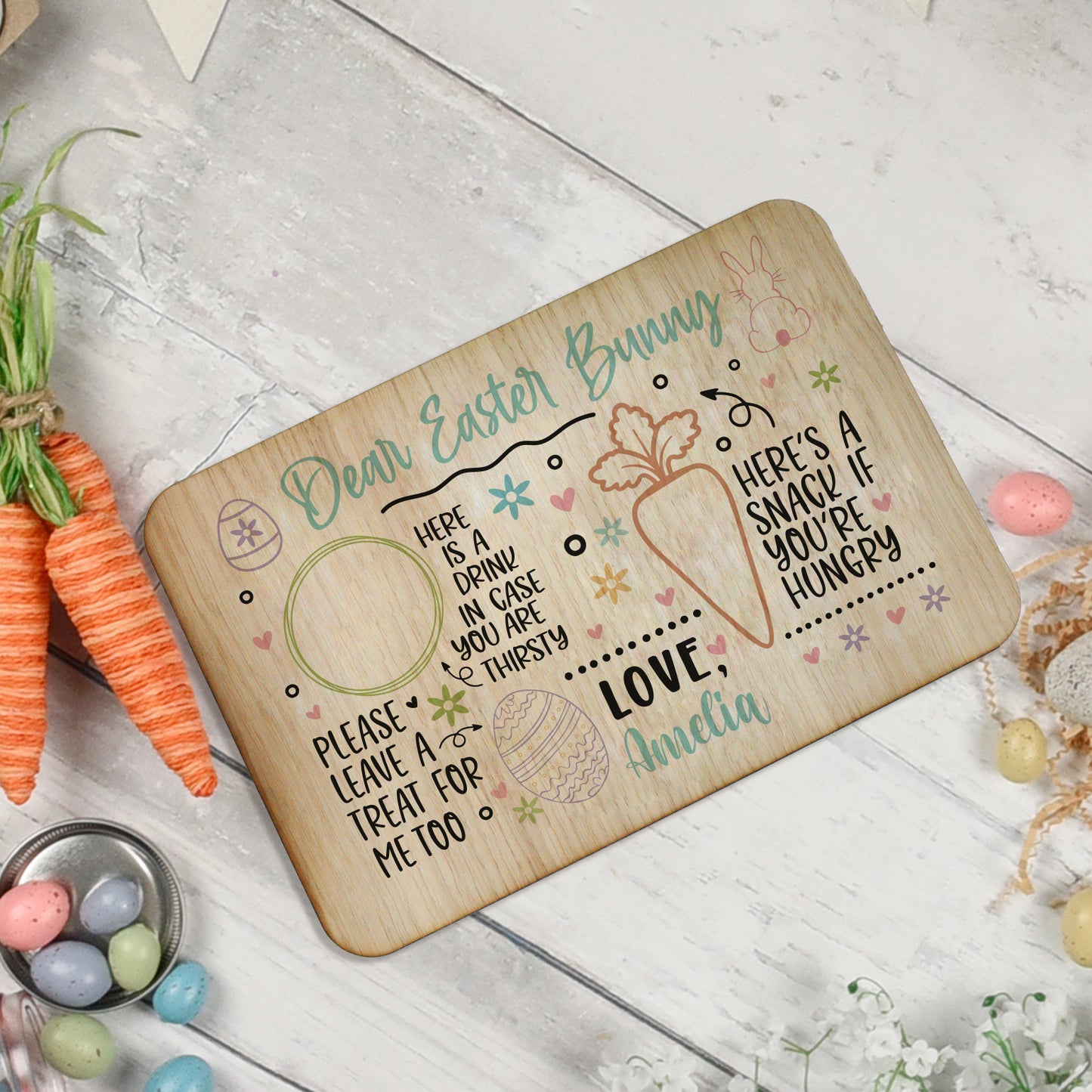 personalised wooden easter treat plate for one child
