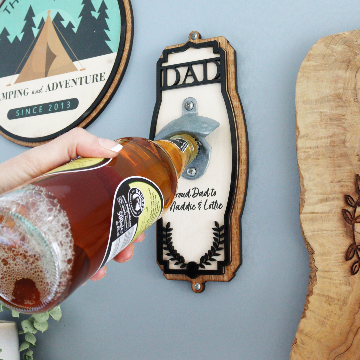Wooden Wall Mounted Personalised Bottle Opener