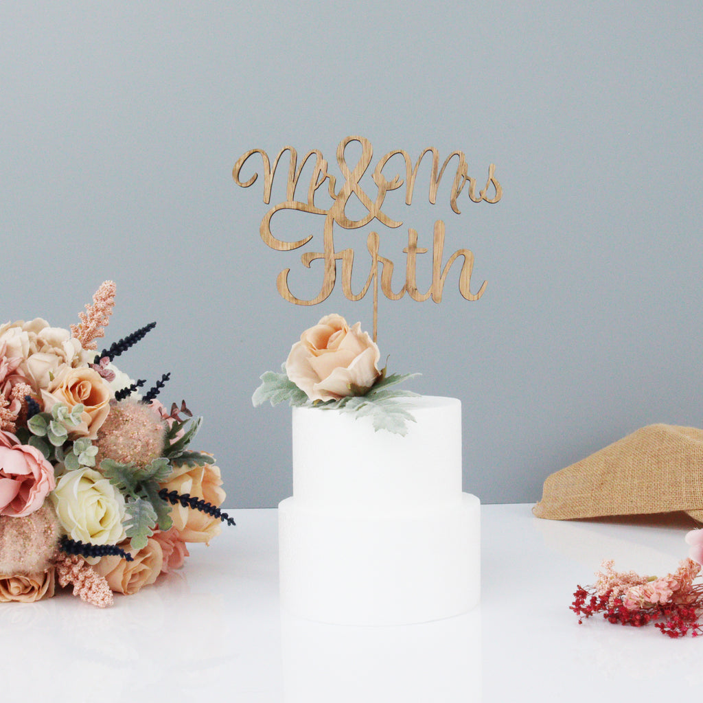 Personalised Wooden Name Wedding Cake Topper