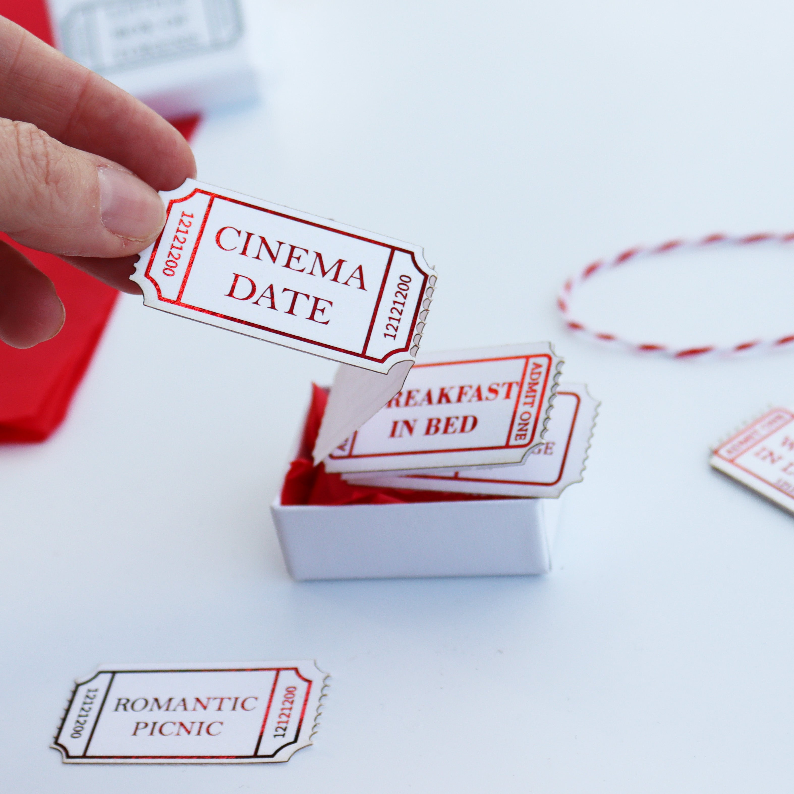 Personalised Date Ideas Ticket Stub Tokens Valentine's Day