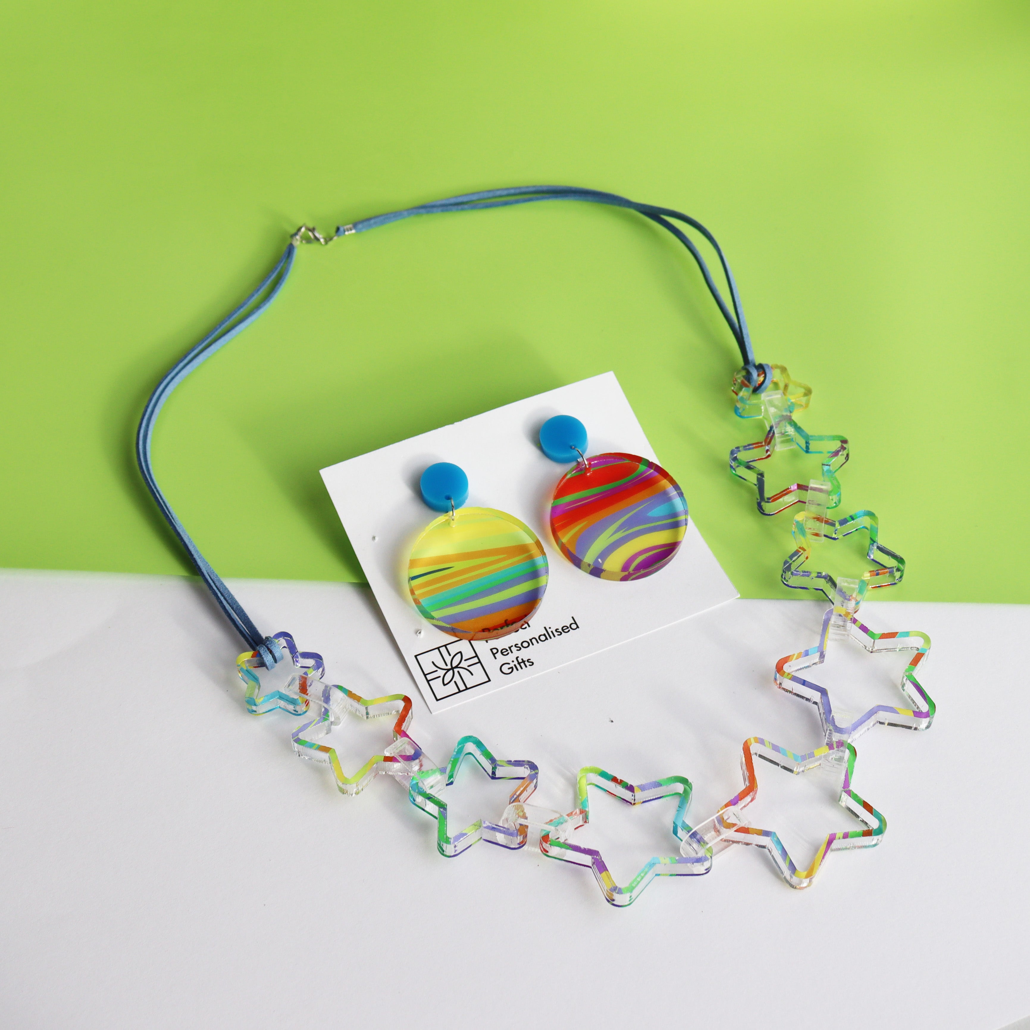 perspex printed star necklace