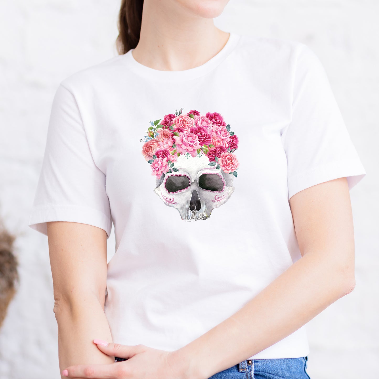 Flower Skull Printed Tshirt