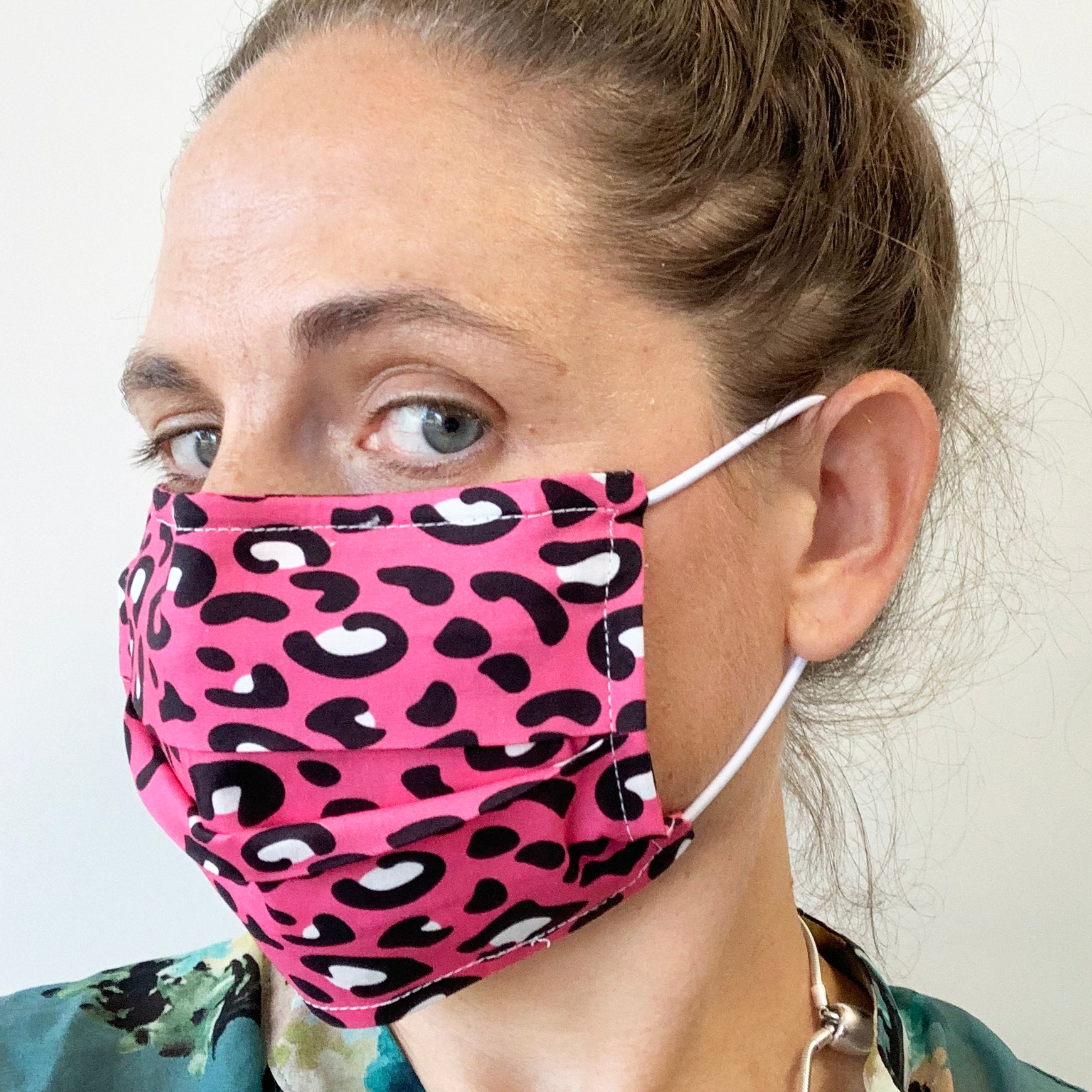 Pink Leopard Print Cotton Face Mask
