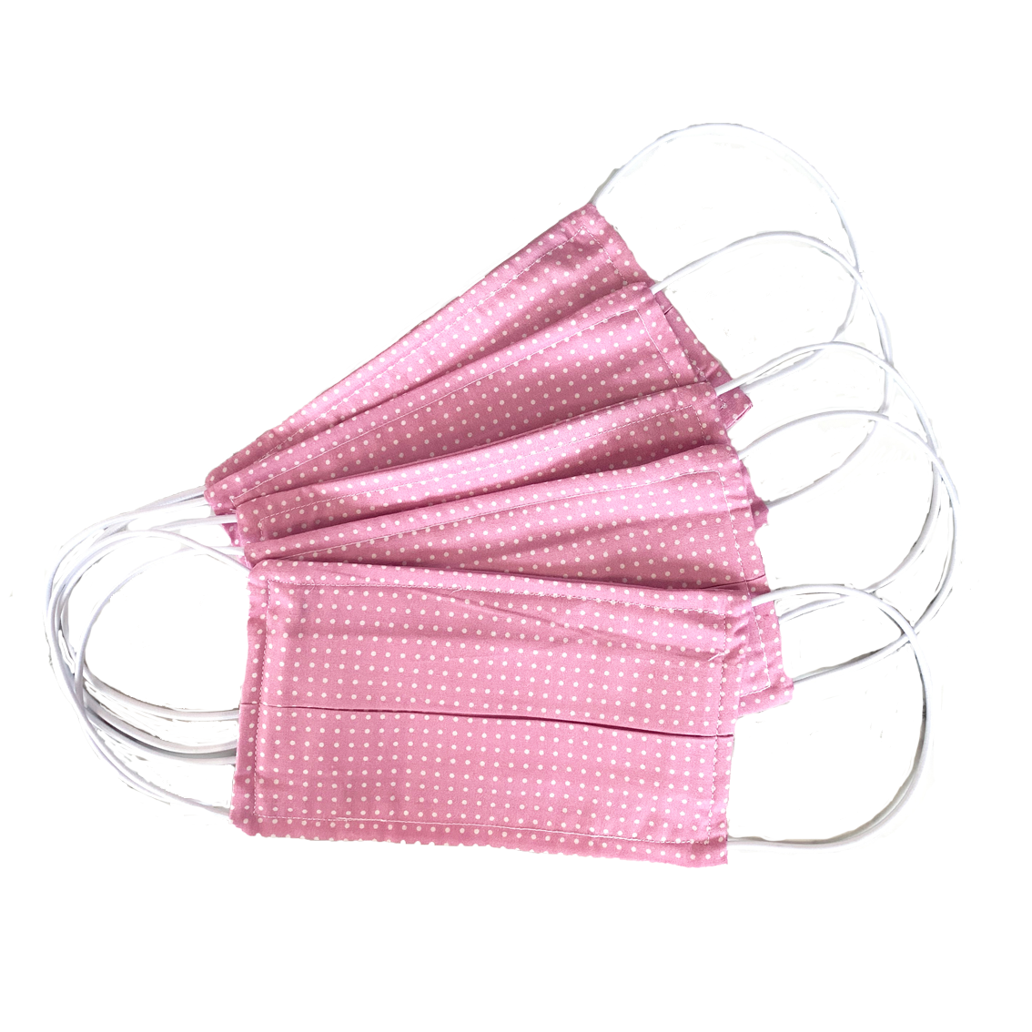Pack Of Five Pink Pin Spot 100% Cotton Facemasks