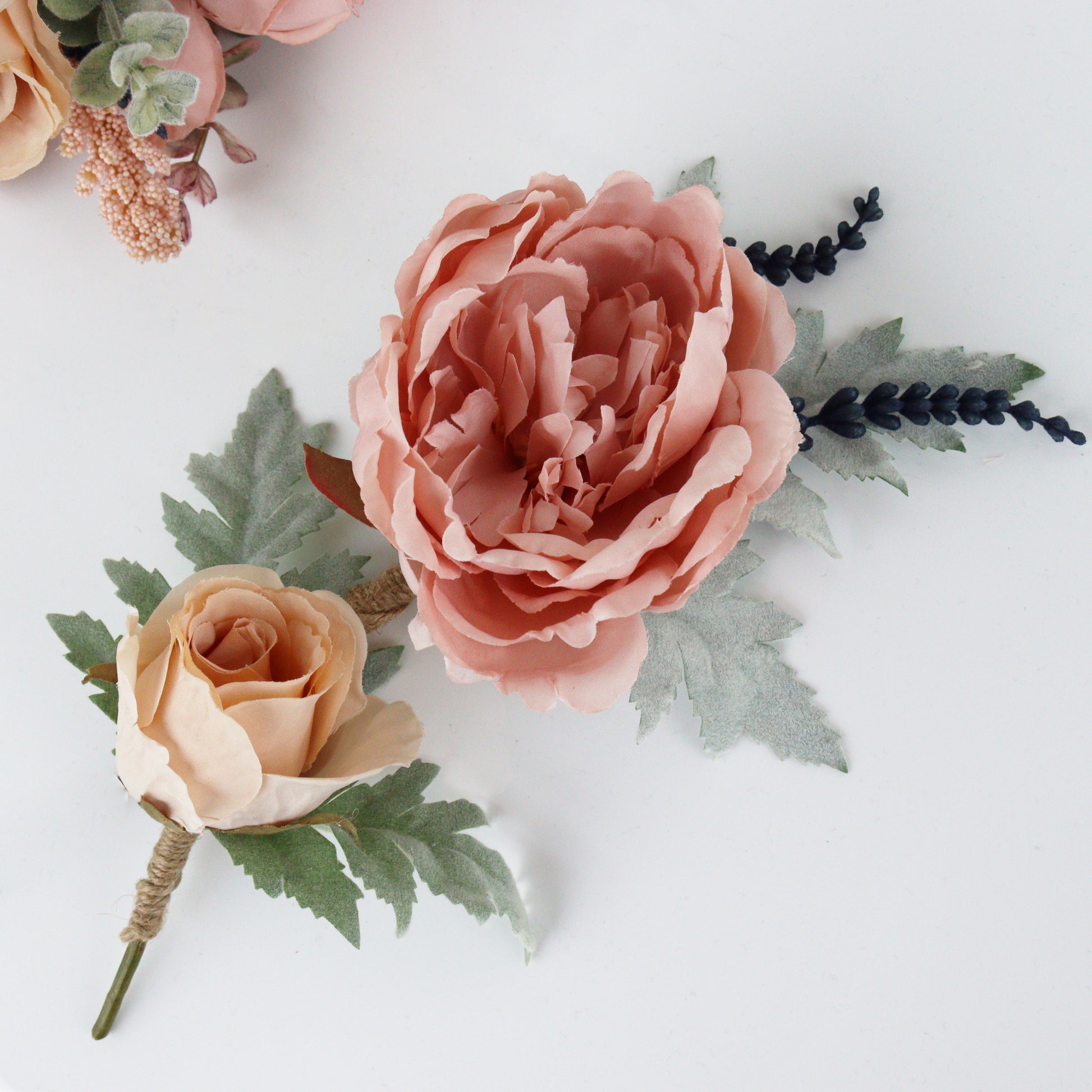 pink peach and navy artificial flower silk bouquet wedding artificial flowers buttonholes corsages bouttonieres
