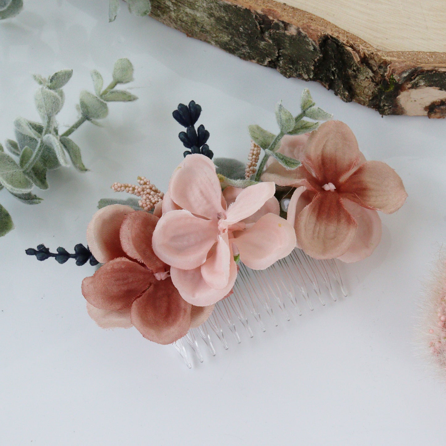 Handmade artificial flower floral wedding hair comb
