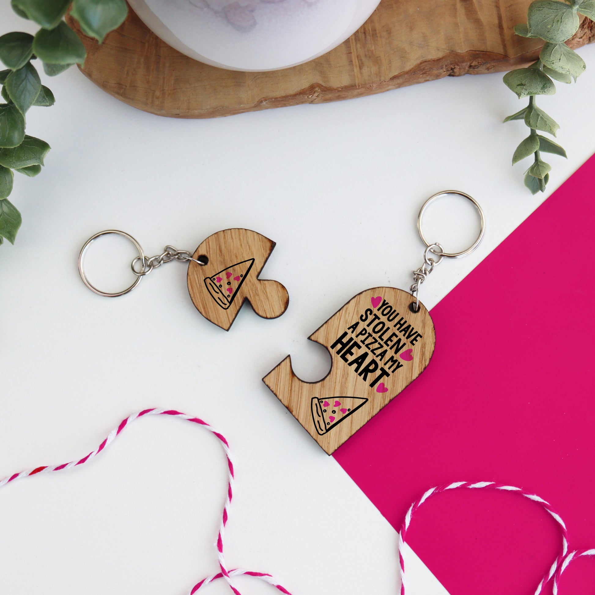 pizza my heart couples keyrings with message you will always have a piece of my heart pizza design