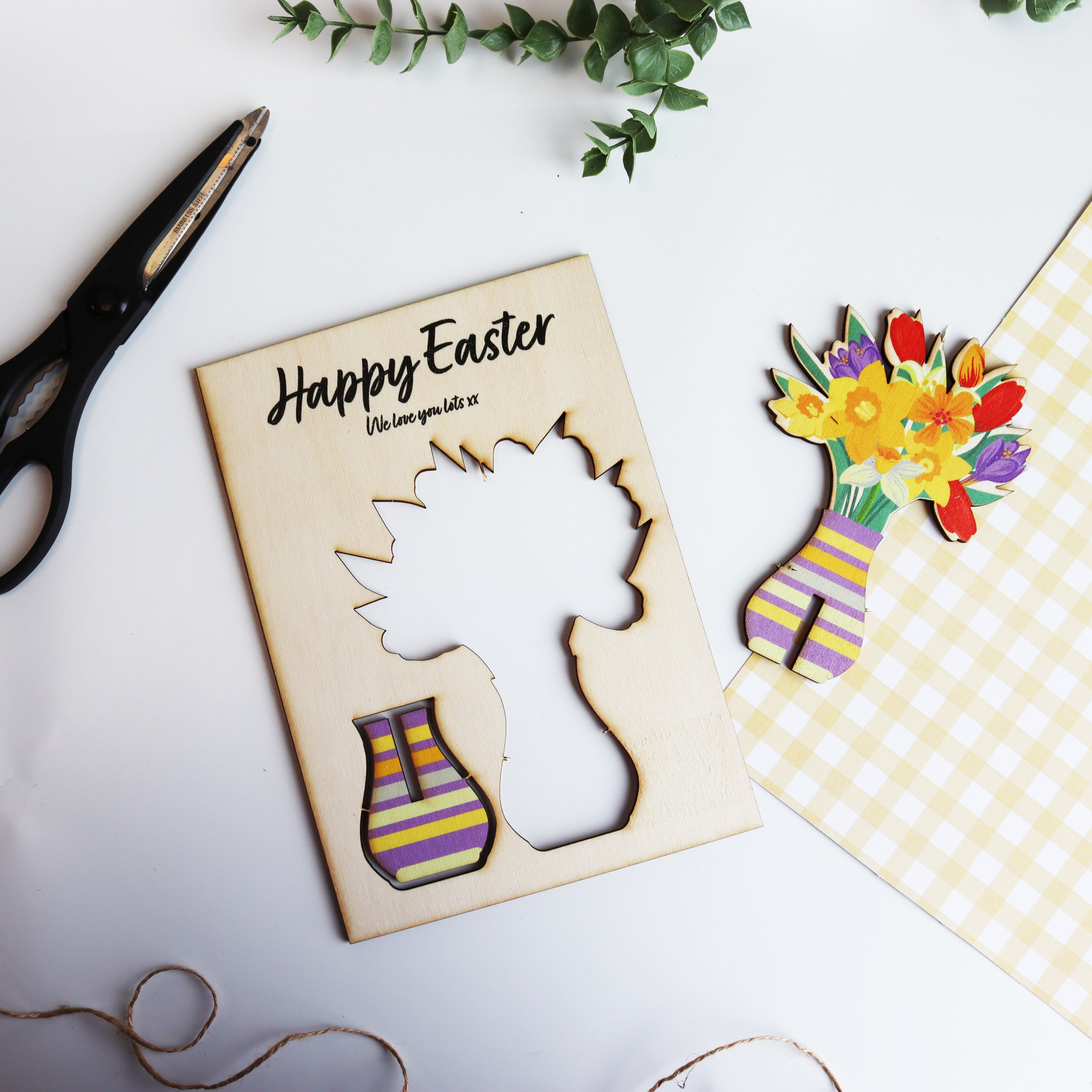 Personalised 3D Wooden Easter Flower Card – Keepsake Gift