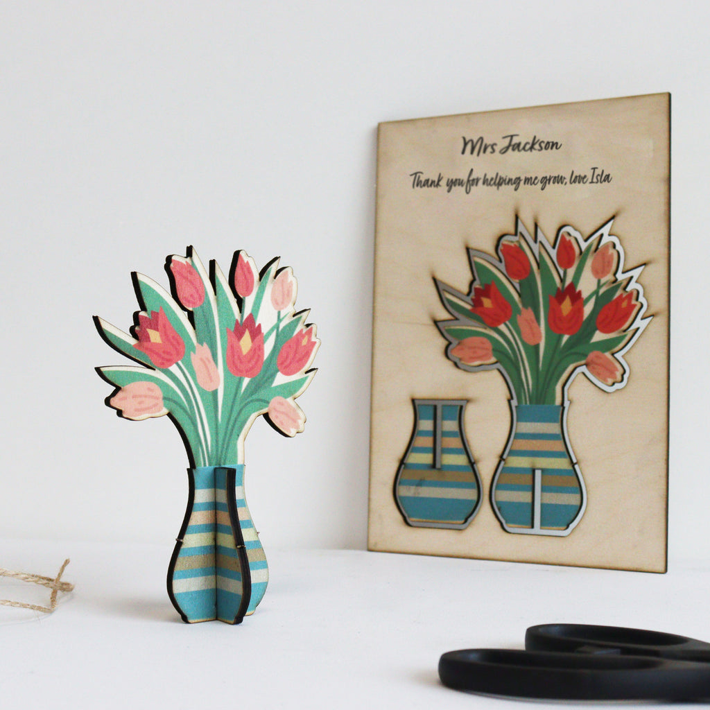 Personalised Pop Out Wooden Keepsake Thank You Teacher Card