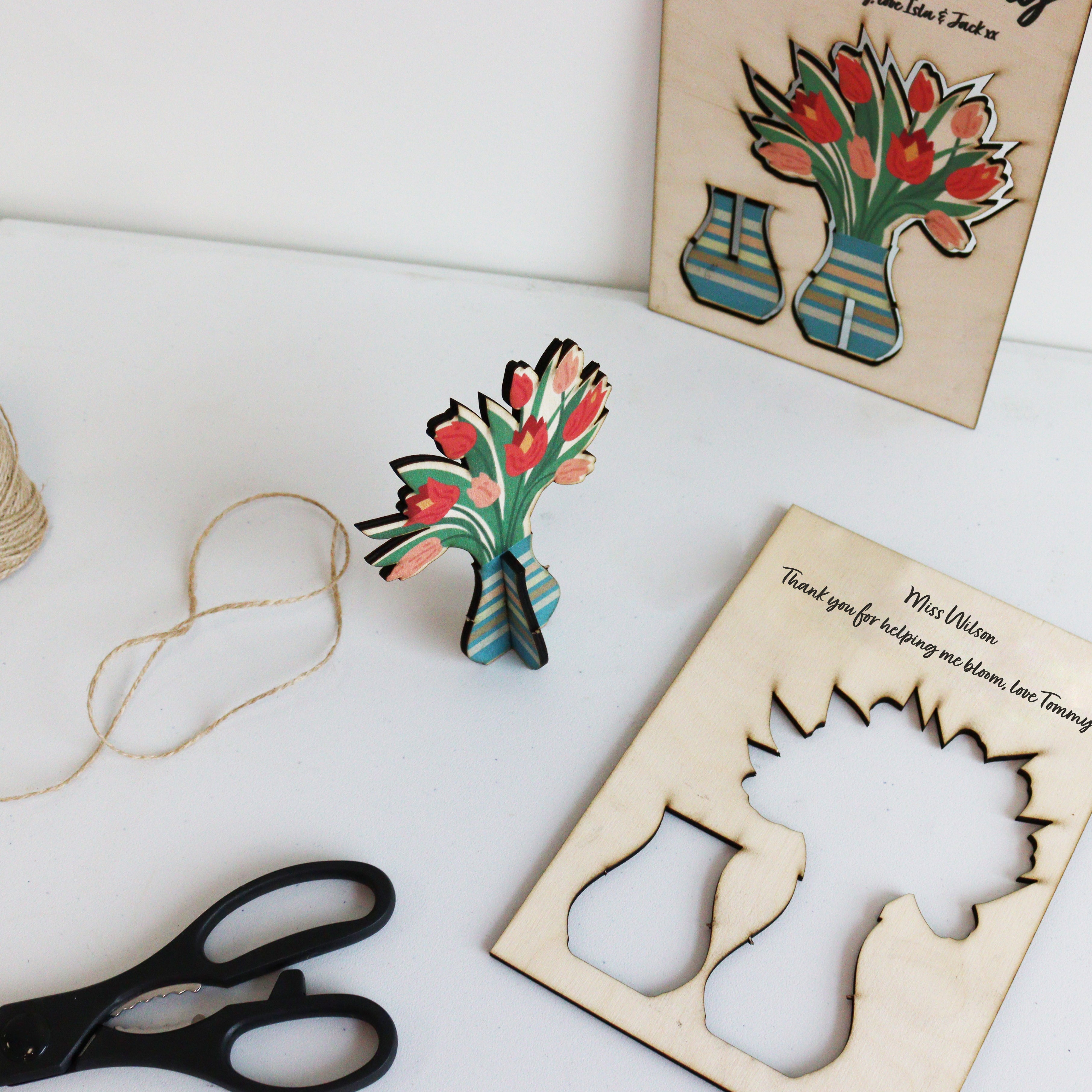 Personalised Pop Out Wooden Keepsake Thank You Teacher Card