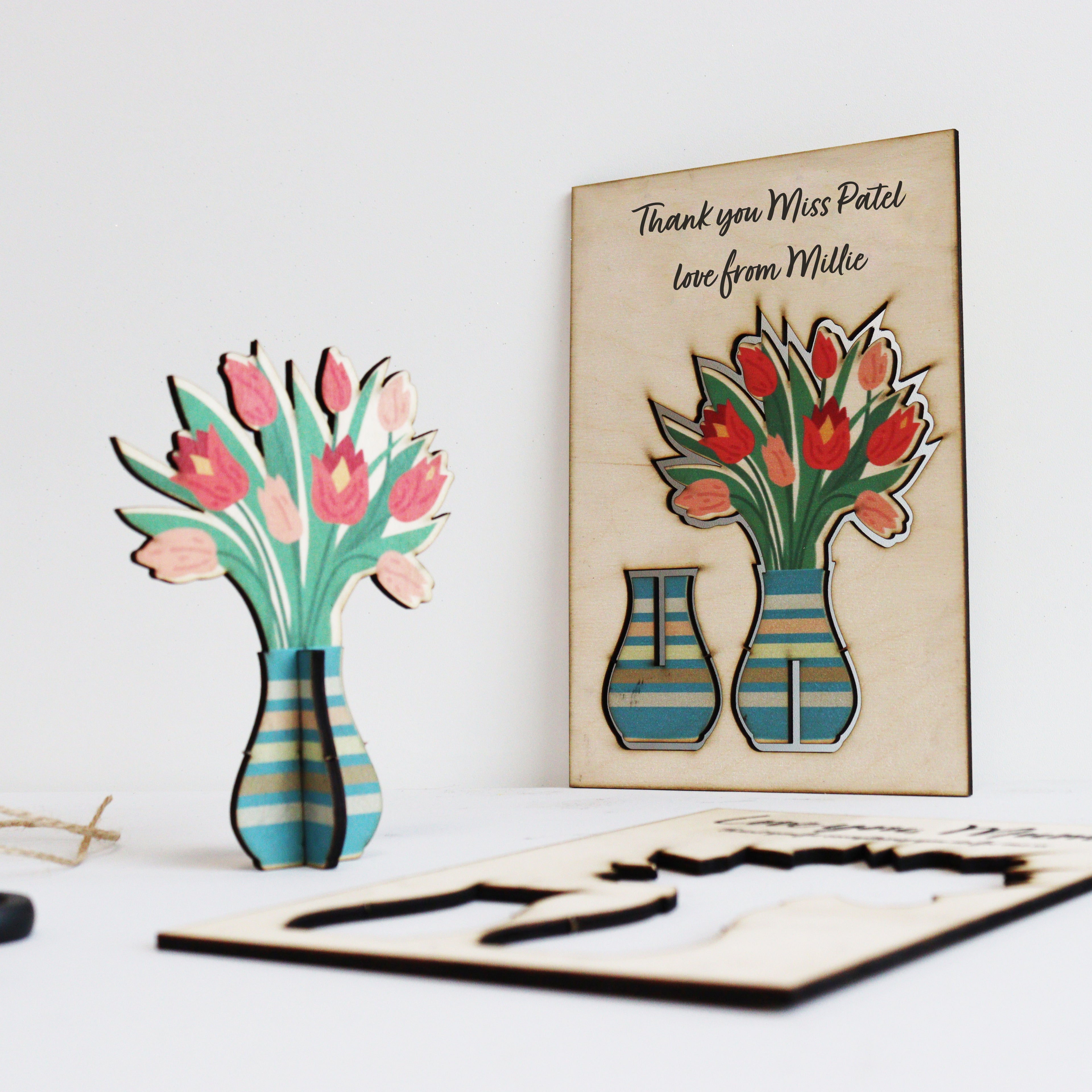 Personalised Pop Out Wooden Keepsake Thank You Teacher Card