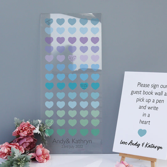 portrait ombre muted blue cool tones wedding guest book hwart wall art personalised unusual wedding guest book