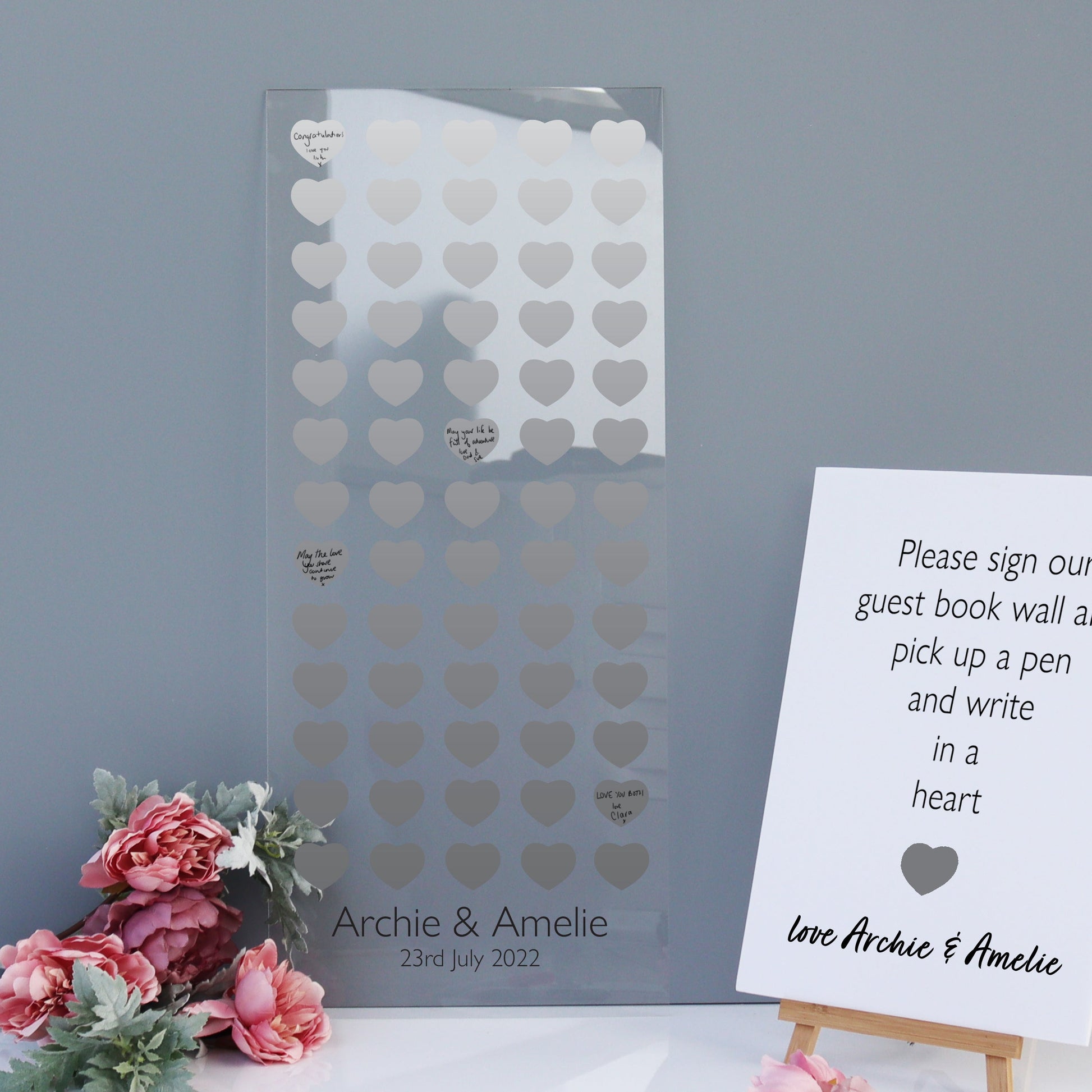 portrait ombre muted pastel wedding guest book heart grey wall art personalised unusual wedding guest book
