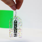 printed modern bright geometric acrylic statement dangly earrings modern large earrings