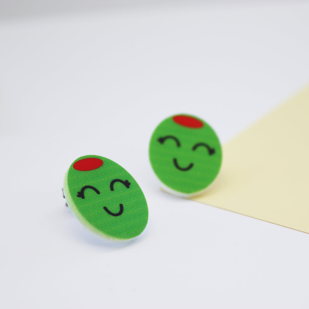 printed olive stud earrings