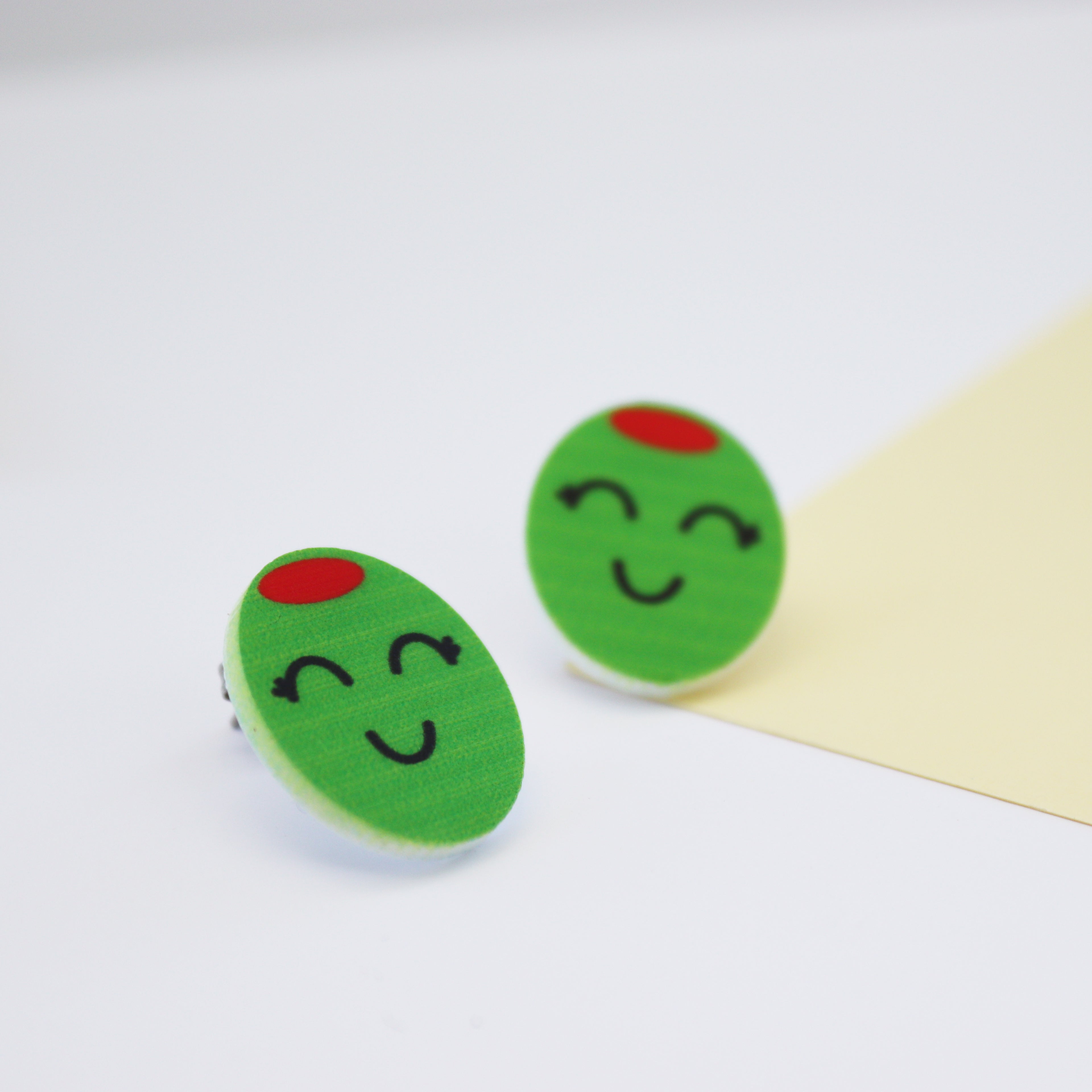 printed olive stud earrings
