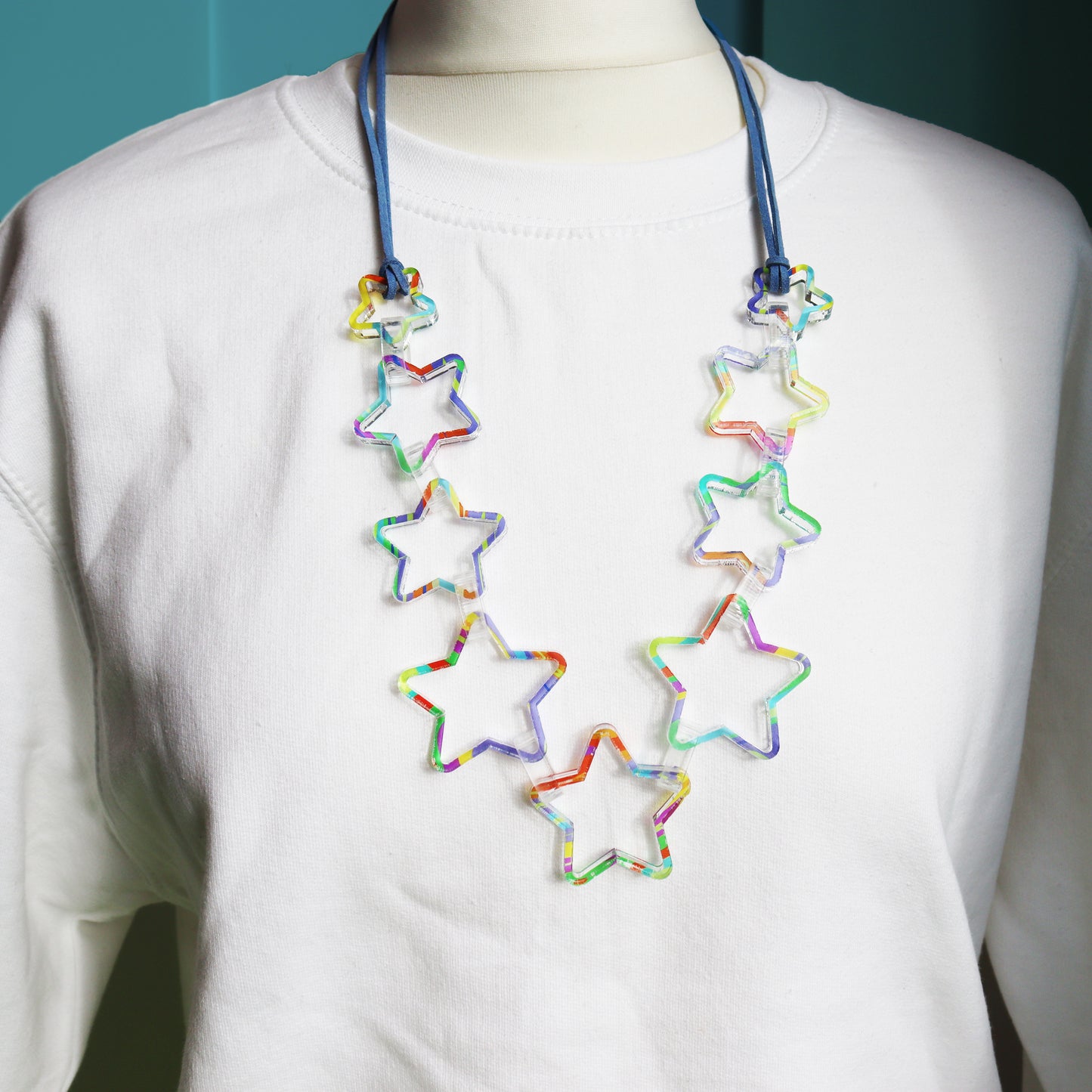 printed star acrylic clear necklace statement fashion jewellery