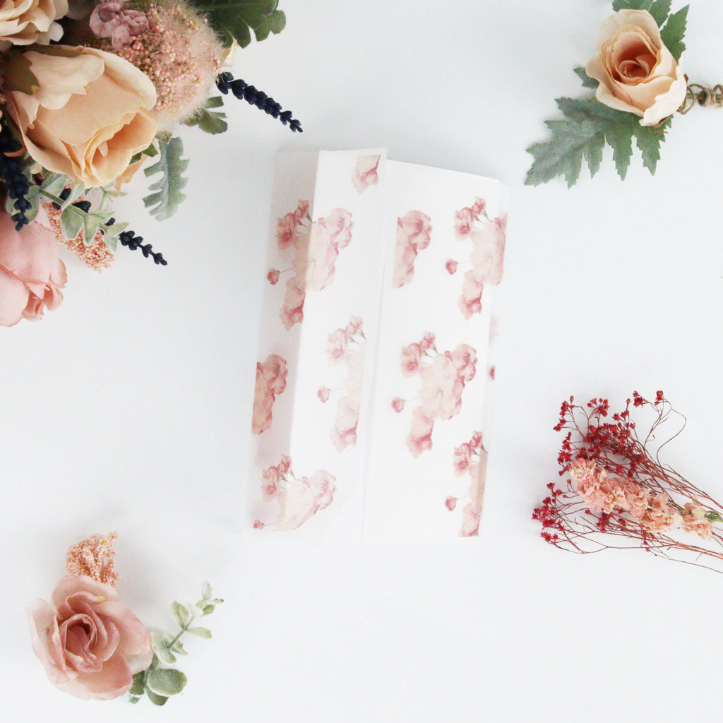 Printed Vellum Pink Flower Paper