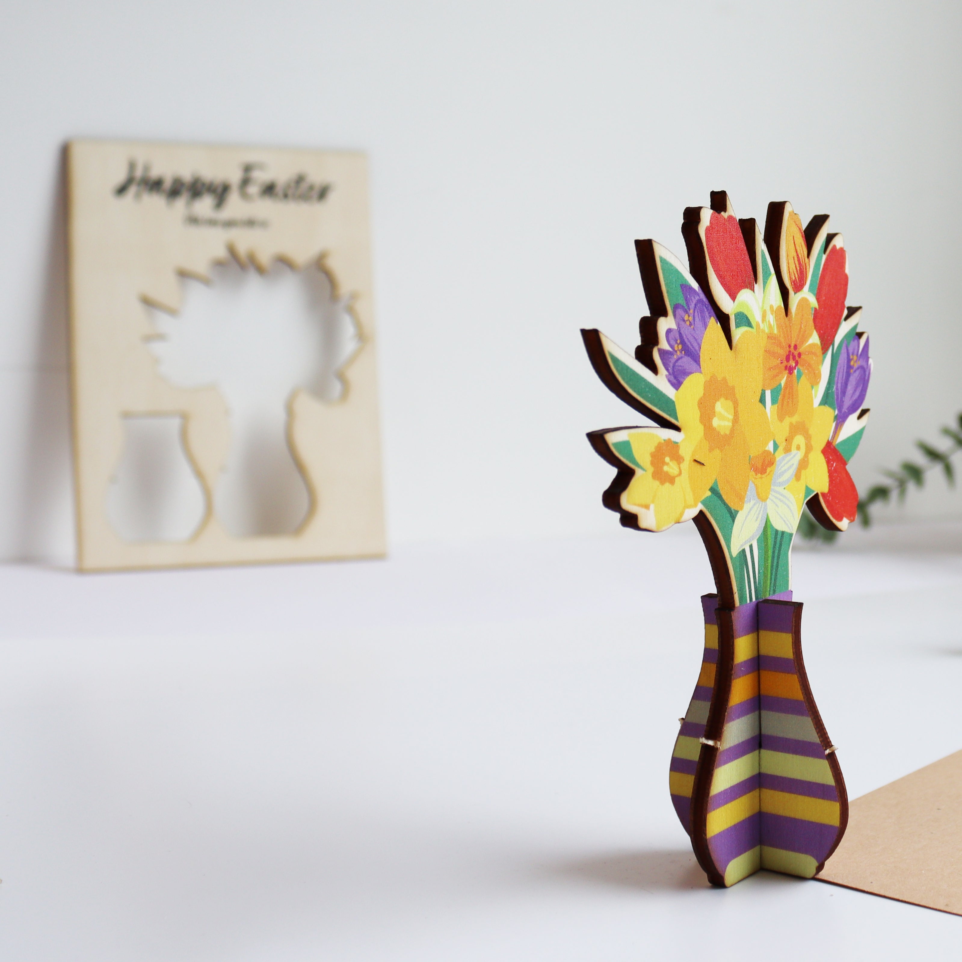 Personalised 3D Wooden Easter Flower Card – Keepsake Gift