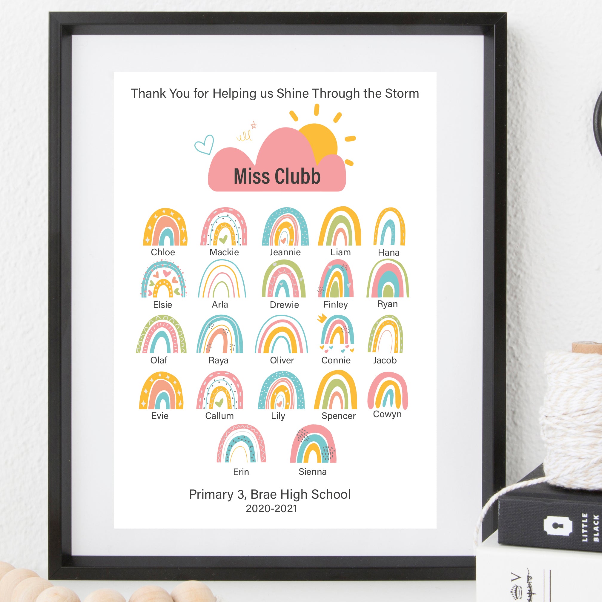 Thank You Teacher Rainbow Print