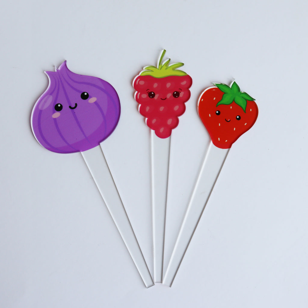 Set Of 12 Cute Veg And Fruit Plant Markers