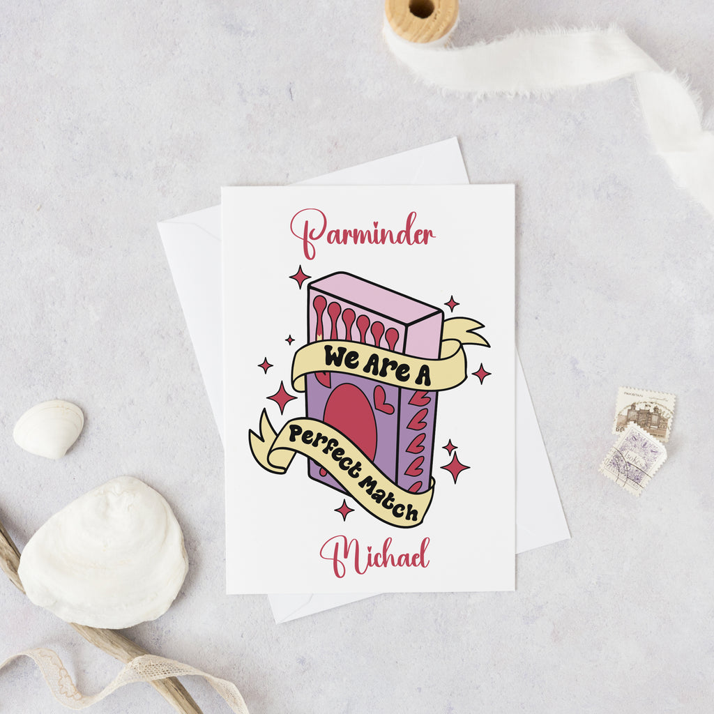 We Are The Perfect Match Personalised Valentine's Card