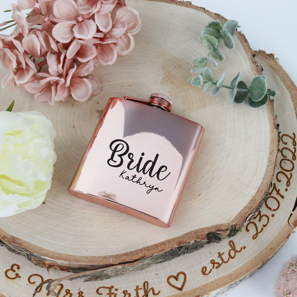Personalised Printed Rose Gold Hip Flask
