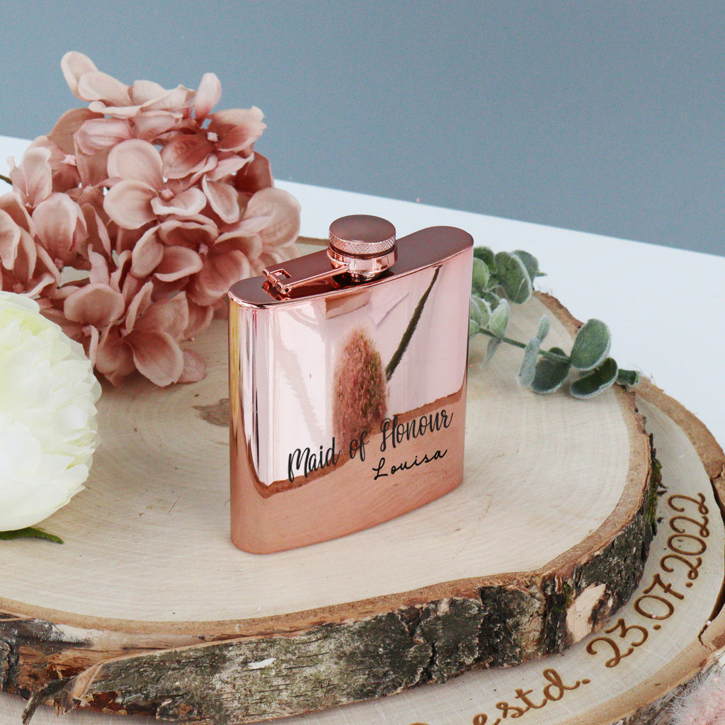 Personalised Printed Rose Gold Hip Flask
